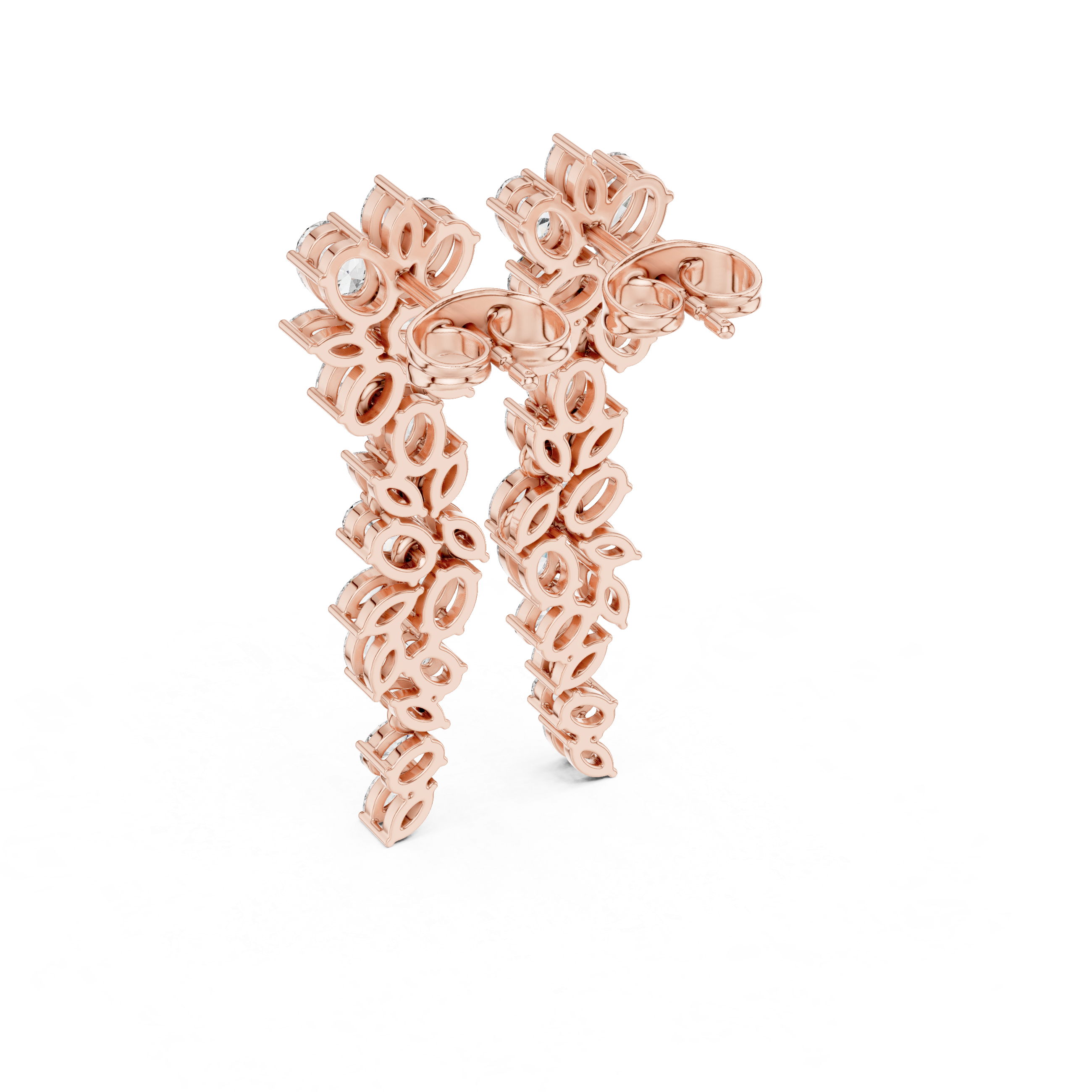 Elegant Marquise & Oval Diamond Drop Earrings in Fine Metal