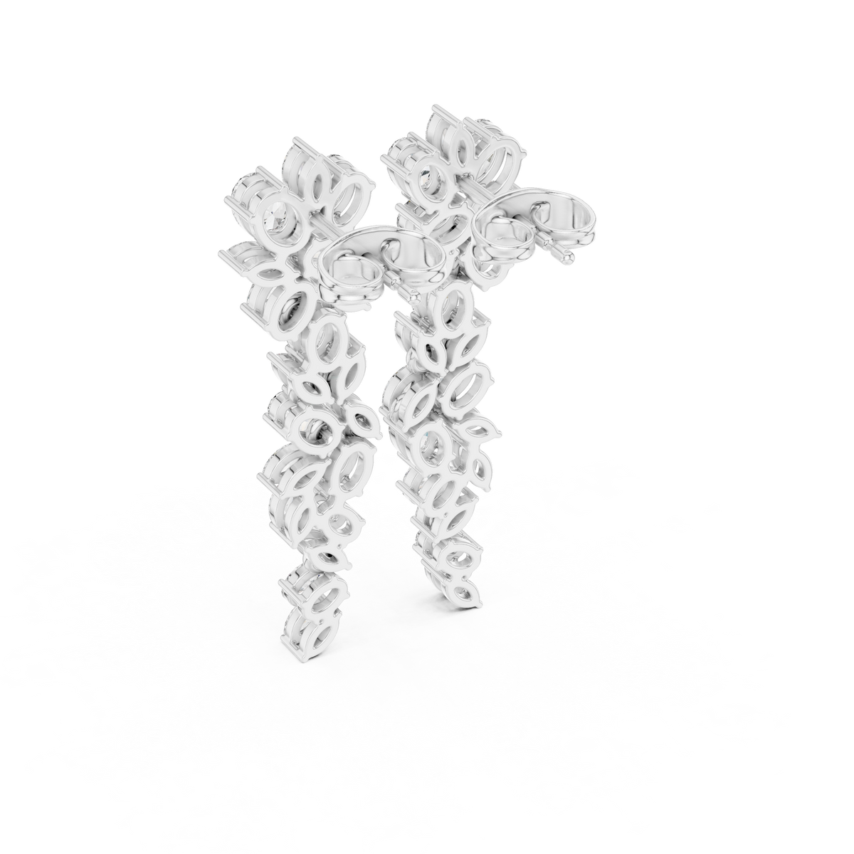 Elegant Marquise & Oval Diamond Drop Earrings in Fine Metal