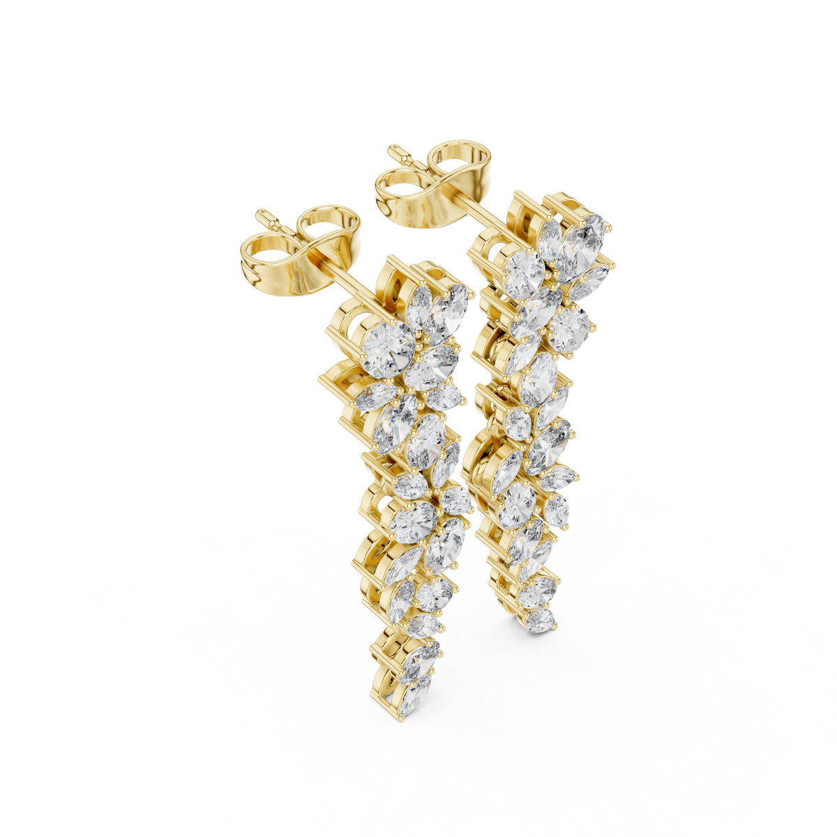 Elegant Marquise & Oval Diamond Drop Earrings in Fine Metal