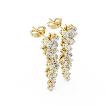 Elegant Marquise & Oval Diamond Drop Earrings in Fine Metal