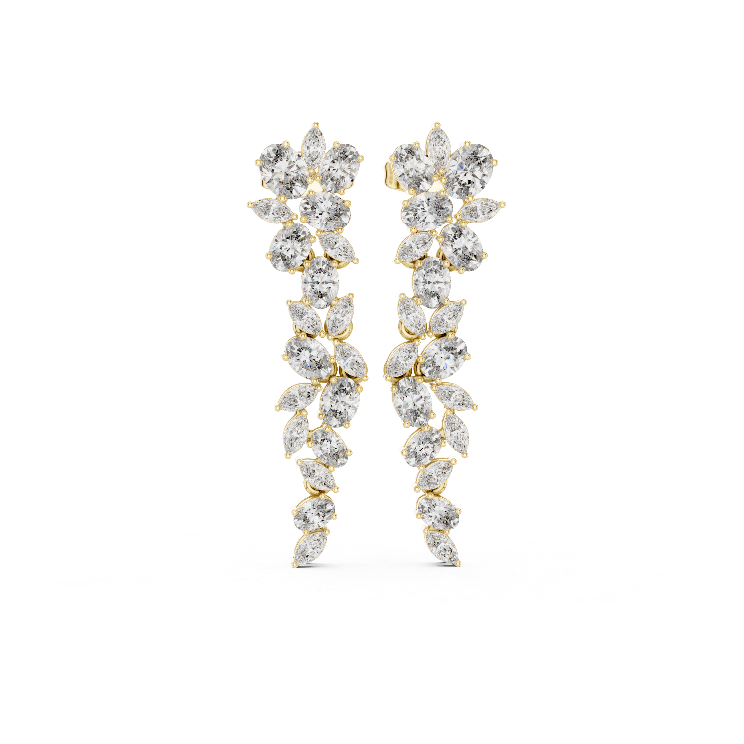 Elegant Marquise & Oval Diamond Drop Earrings in Fine Metal