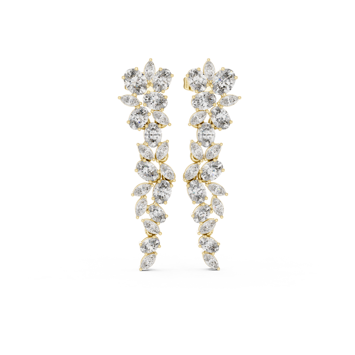 Elegant Marquise & Oval Diamond Drop Earrings in Fine Metal
