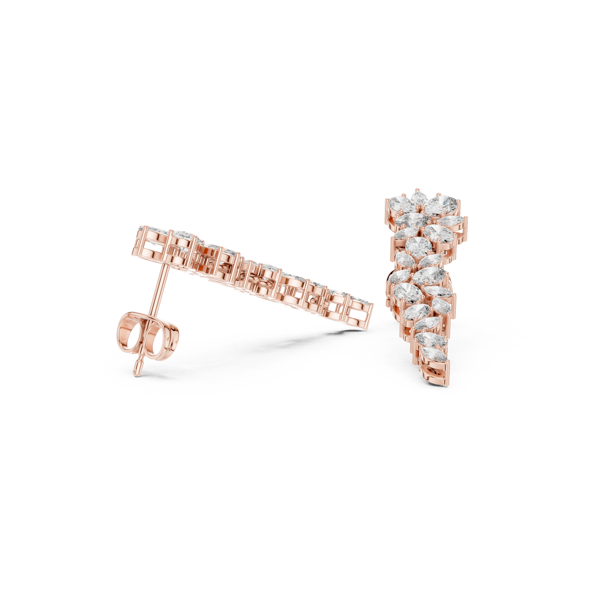 Elegant Marquise & Oval Diamond Drop Earrings in Fine Metal