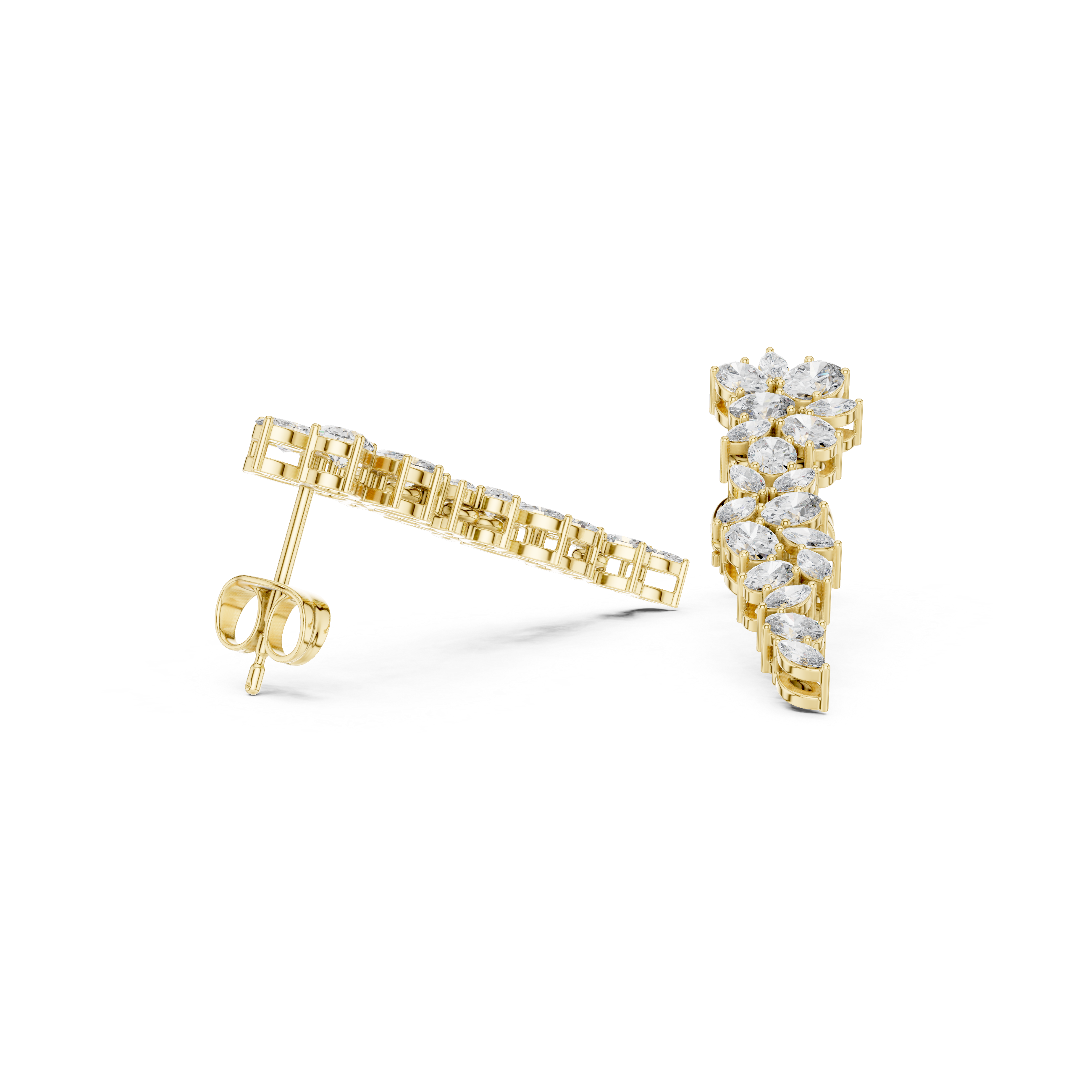 Elegant Marquise & Oval Diamond Drop Earrings in Fine Metal