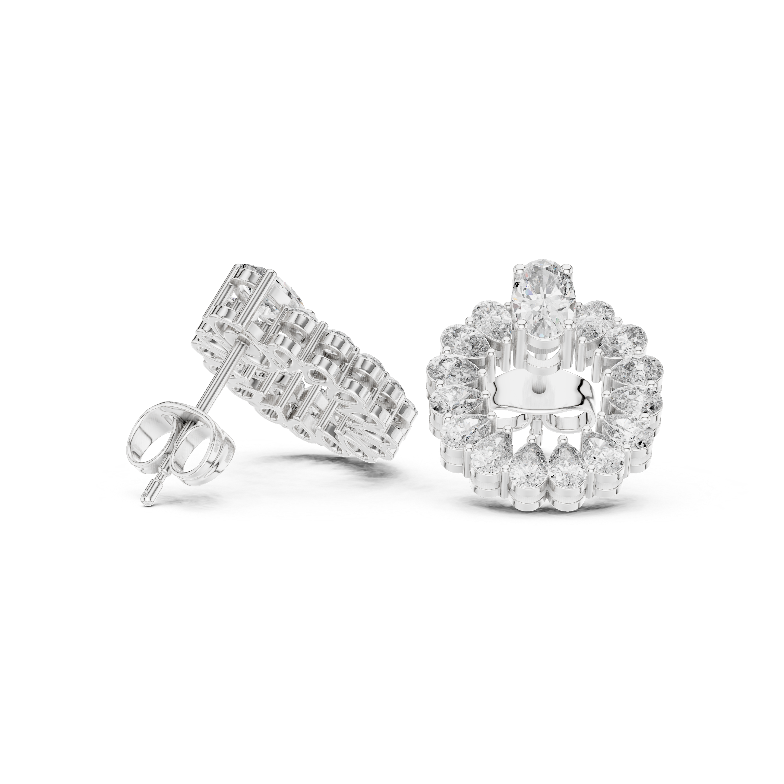 Luxury Pear-Cut Lab-Grown Diamond Cluster Stud Earrings