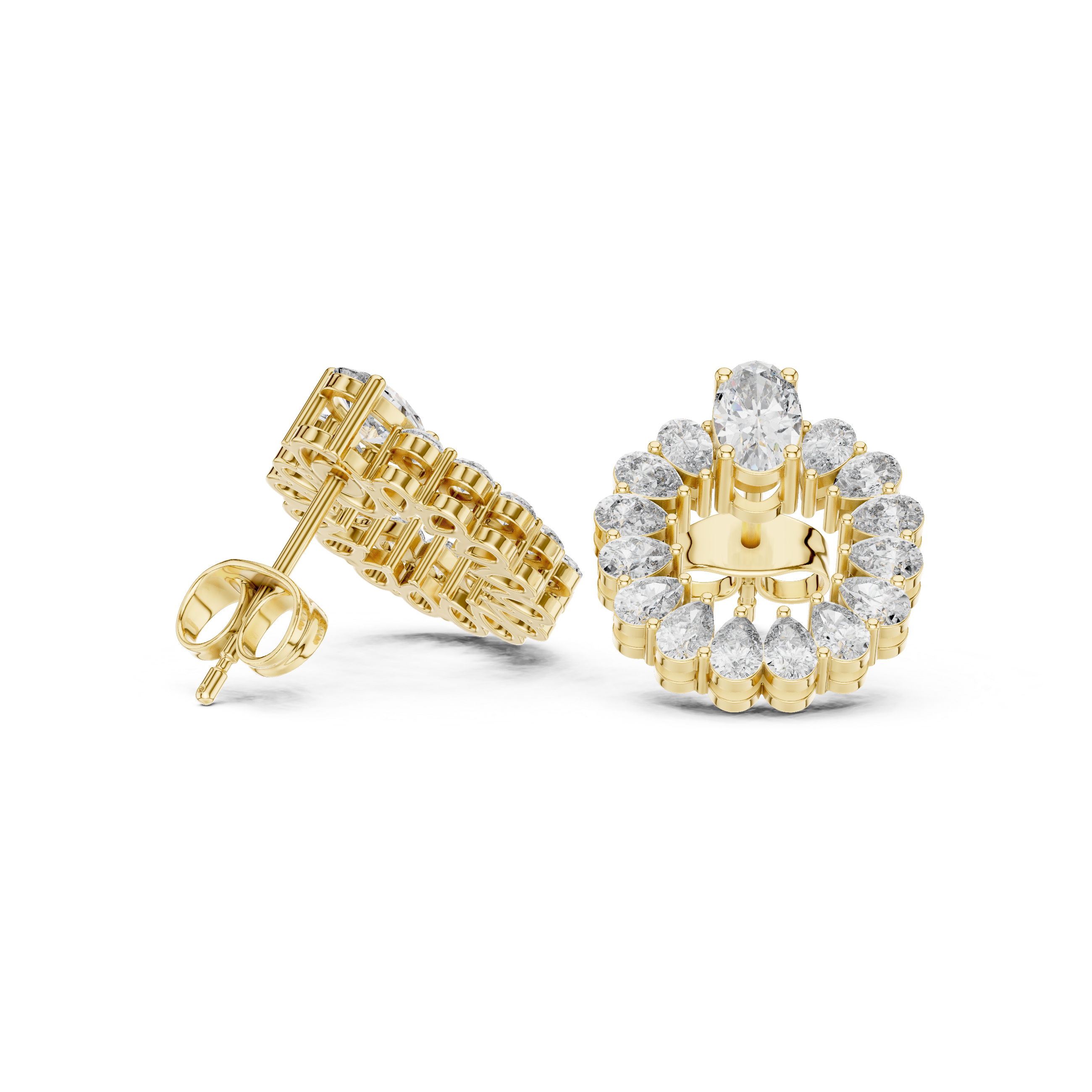 Luxury Pear-Cut Lab-Grown Diamond Cluster Stud Earrings