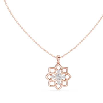 Floral Bezel Set Diamond Pendant in 18K Gold