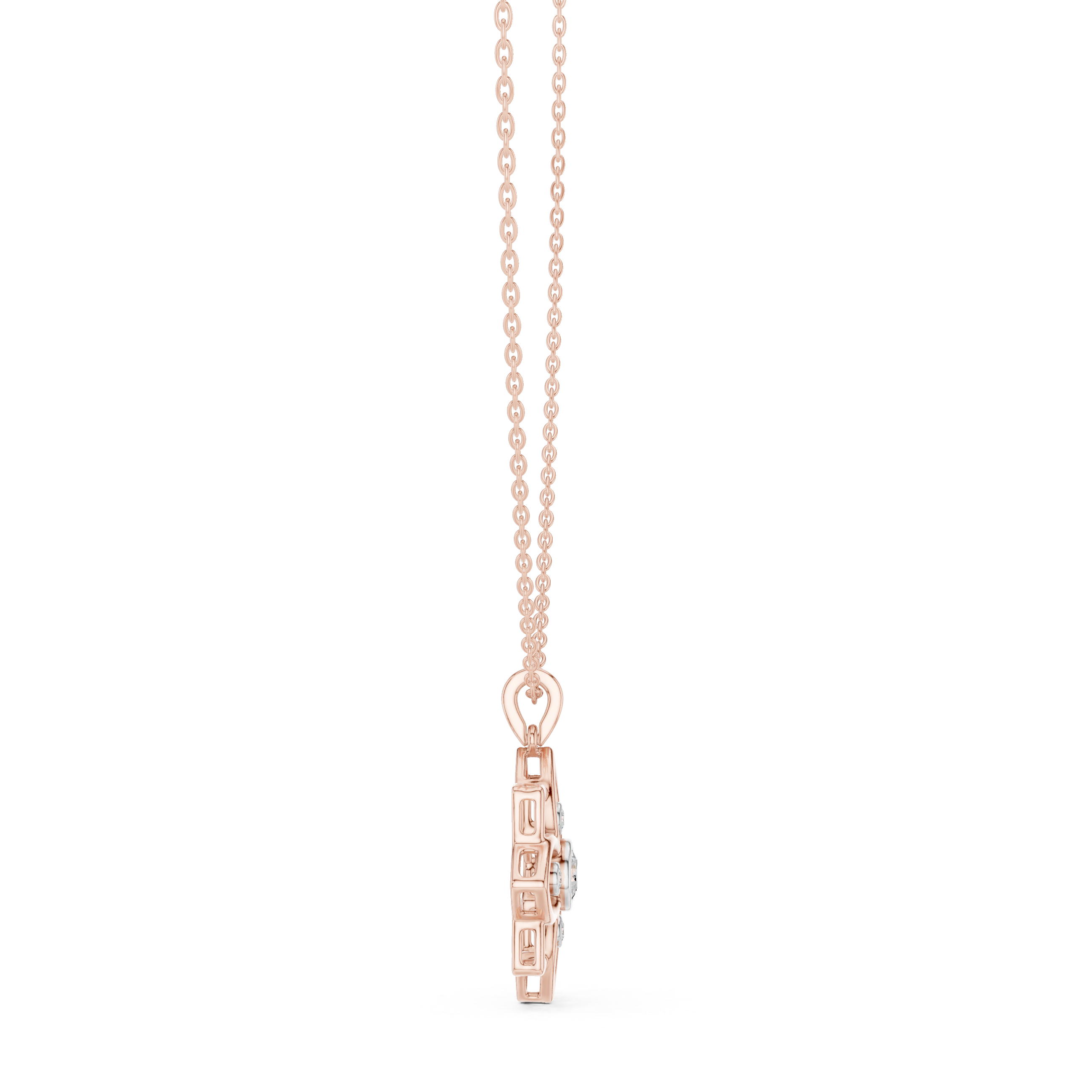 Floral Bezel Set Diamond Pendant in 18K Gold