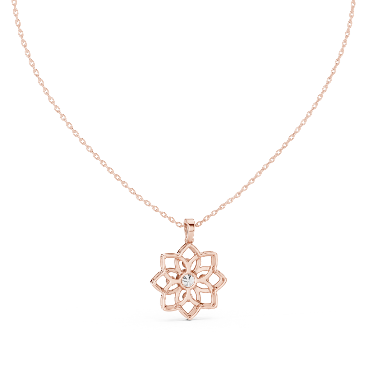 Floral Bezel Set Diamond Pendant in 18K Gold
