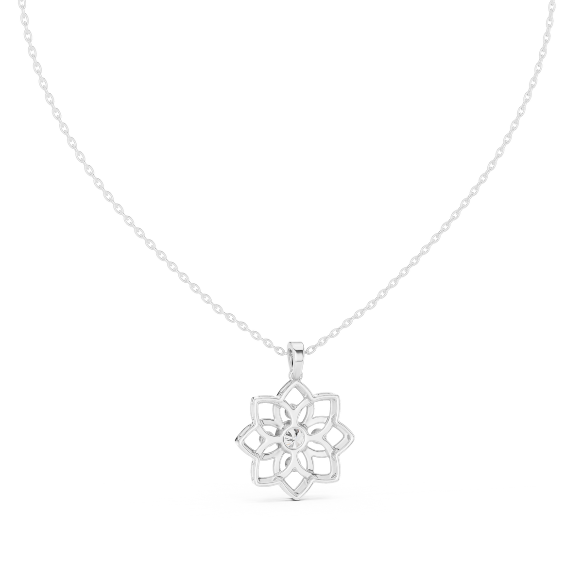 Floral Bezel Set Diamond Pendant in 18K Gold