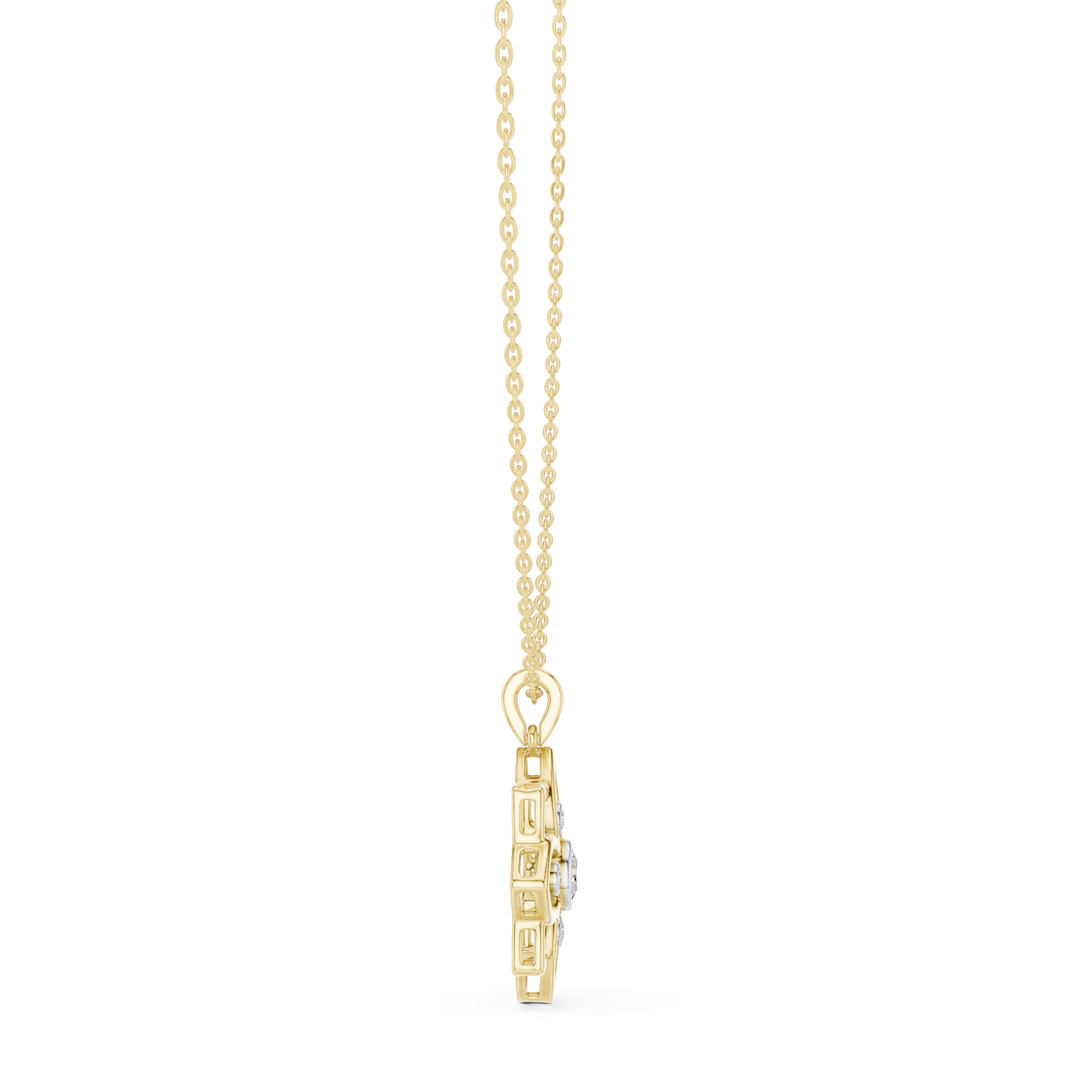 Floral Bezel Set Diamond Pendant in 18K Gold