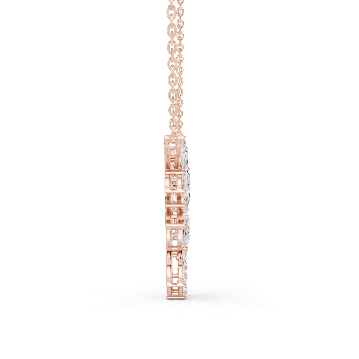 Elegant Marquise and Pear Diamond Floral Necklace in Fine Gold