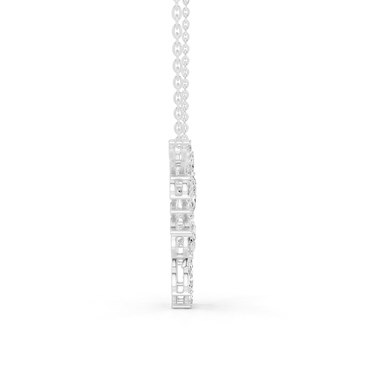 Elegant Marquise and Pear Diamond Floral Necklace in Fine Gold