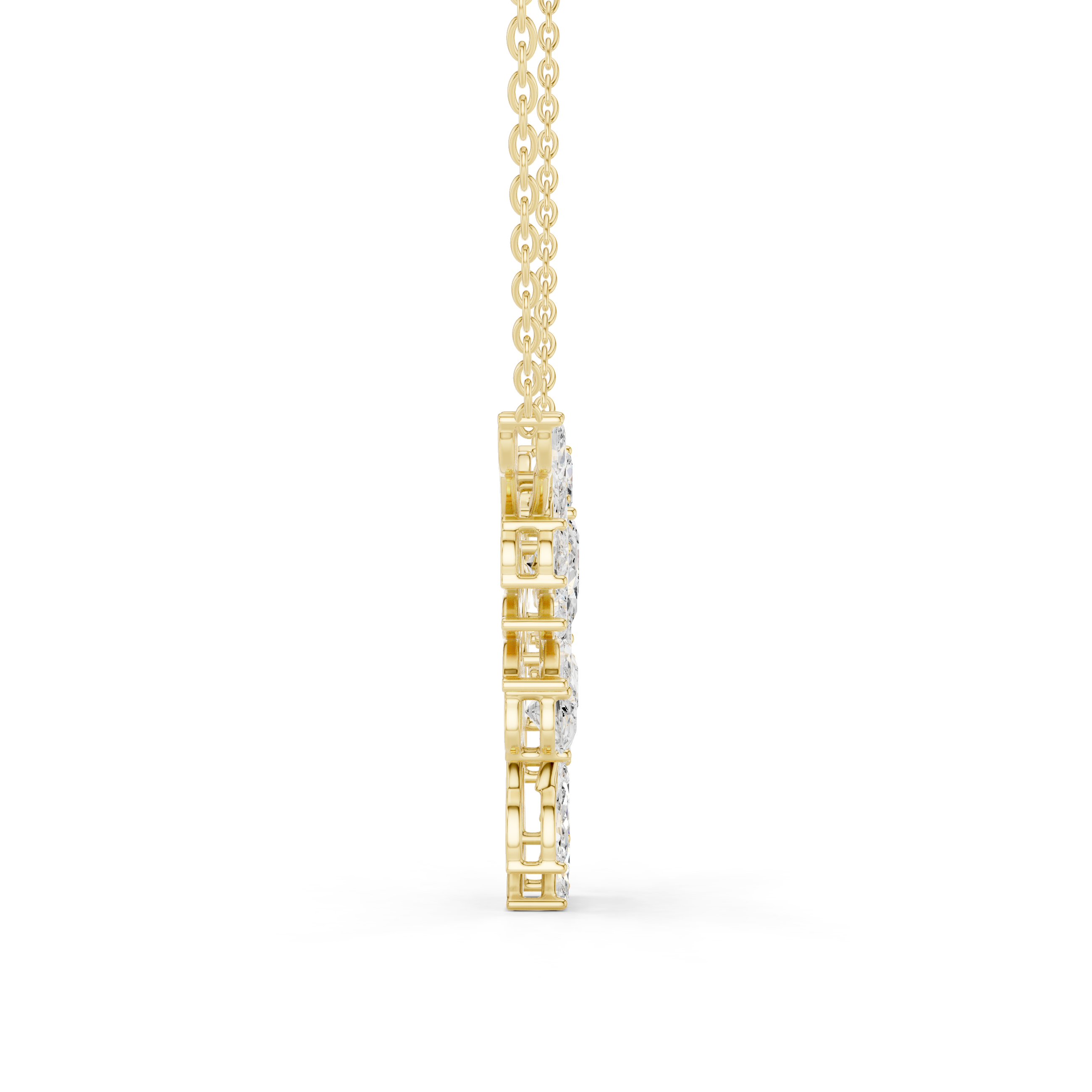 Elegant Marquise and Pear Diamond Floral Necklace in Fine Gold