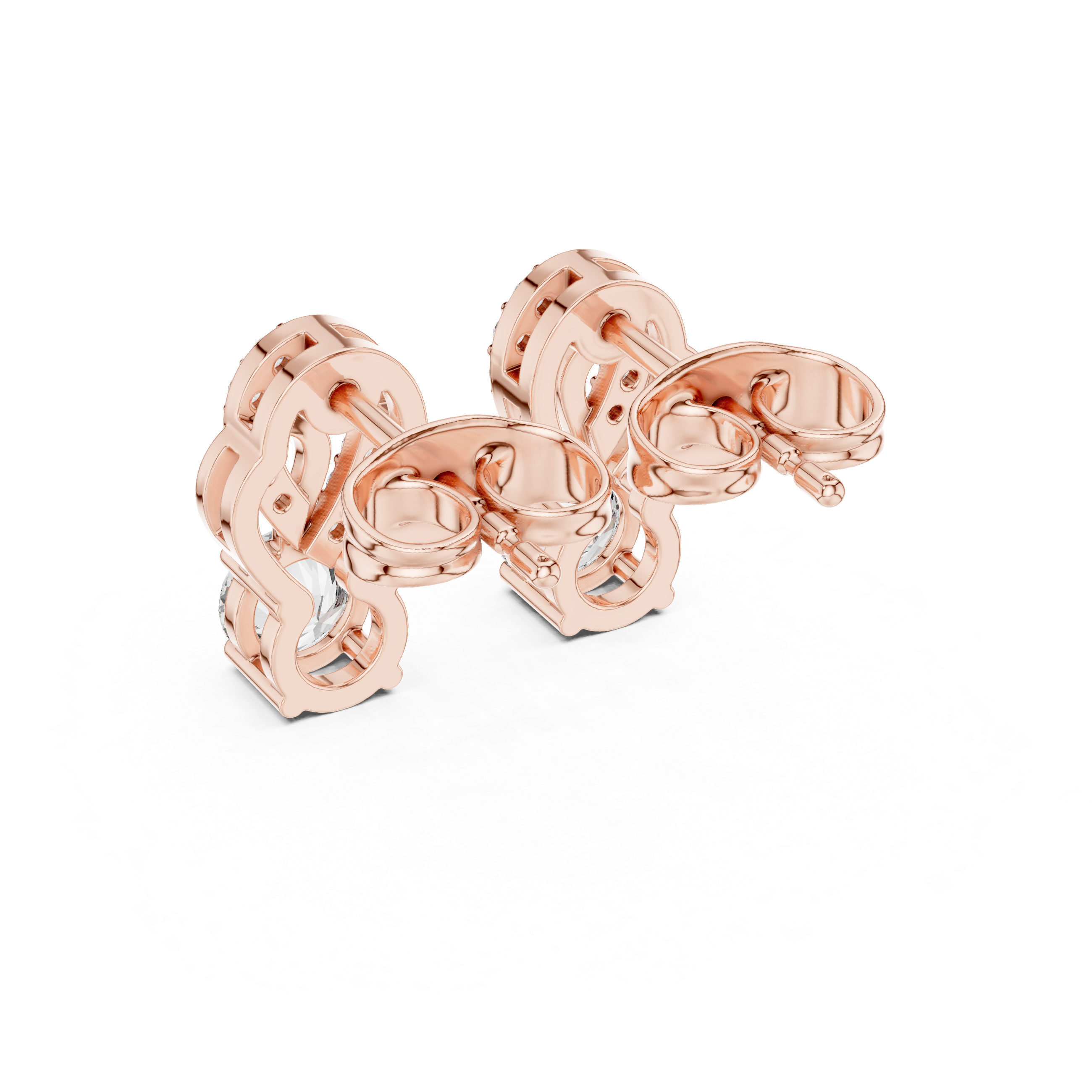 Luxury Round Lab-Grown Diamond Drop Stud Earrings in 14K Gold