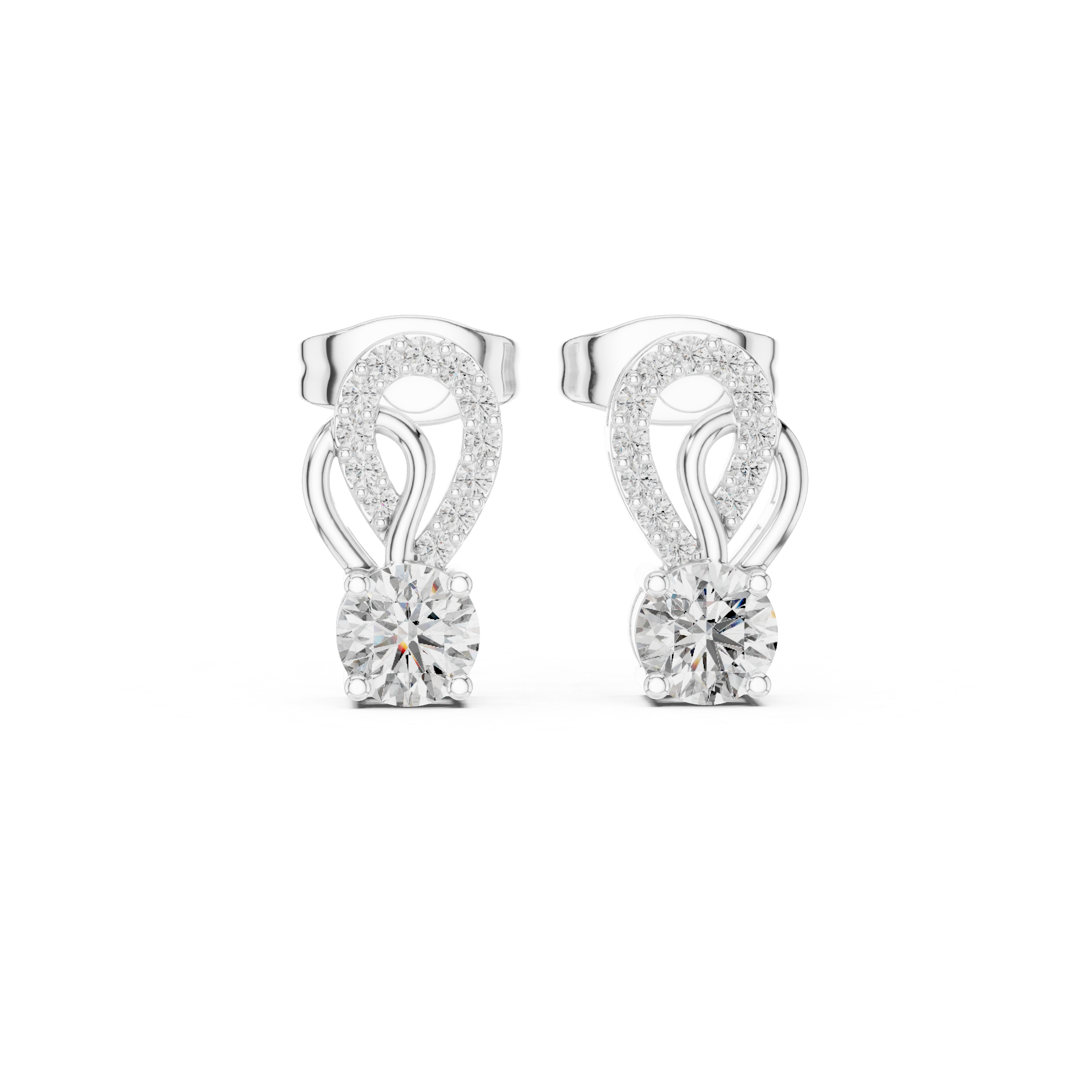 Luxury Round Lab-Grown Diamond Drop Stud Earrings in 14K Gold