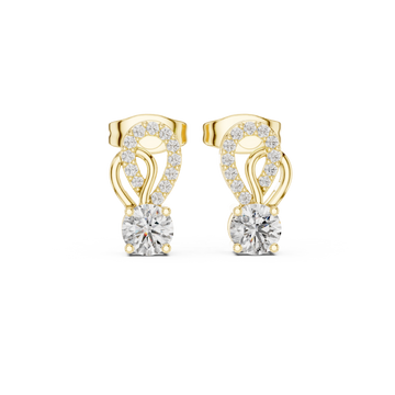 Luxury Round Lab-Grown Diamond Drop Stud Earrings in 14K Gold