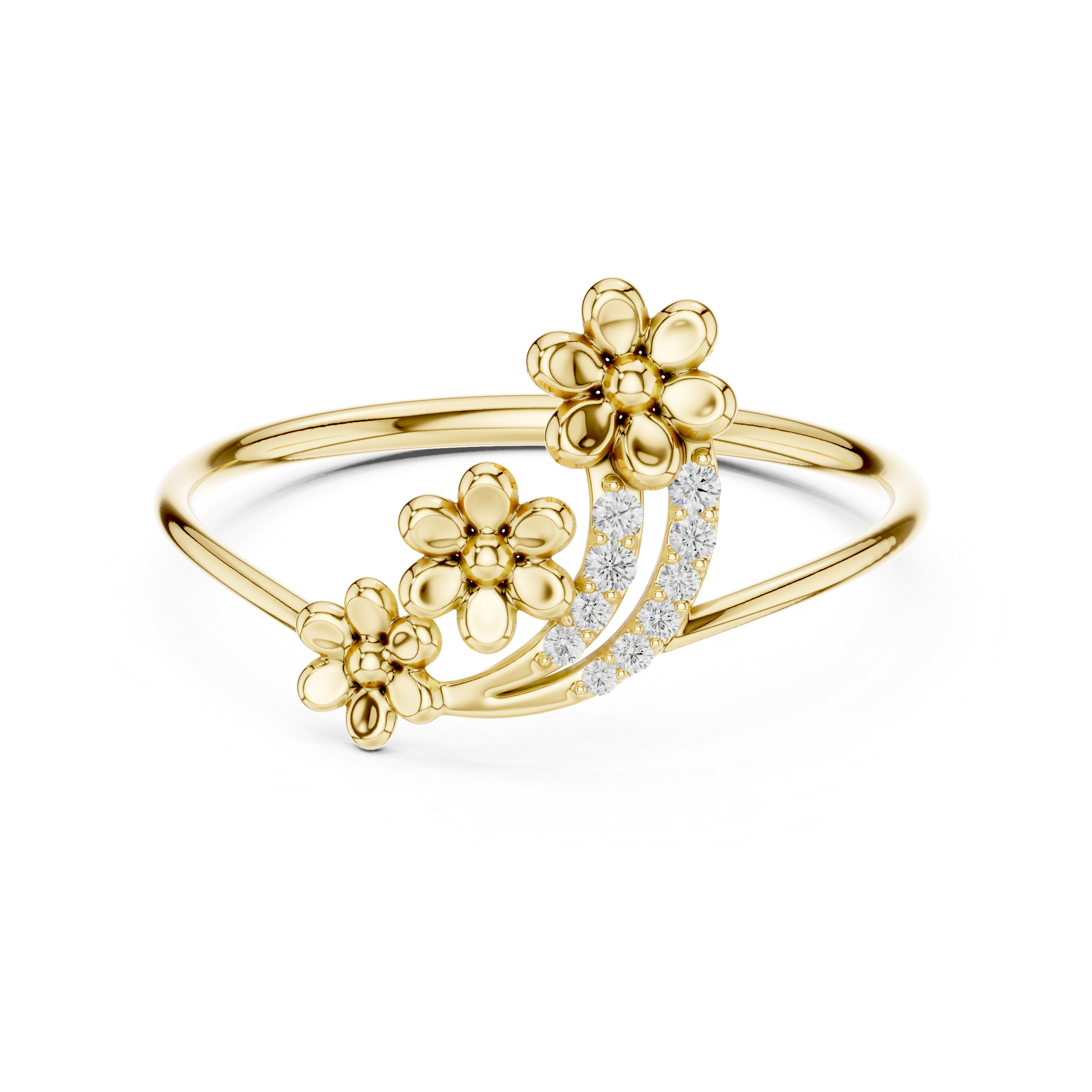 Floral Diamond Cluster Ring in 18K Gold
