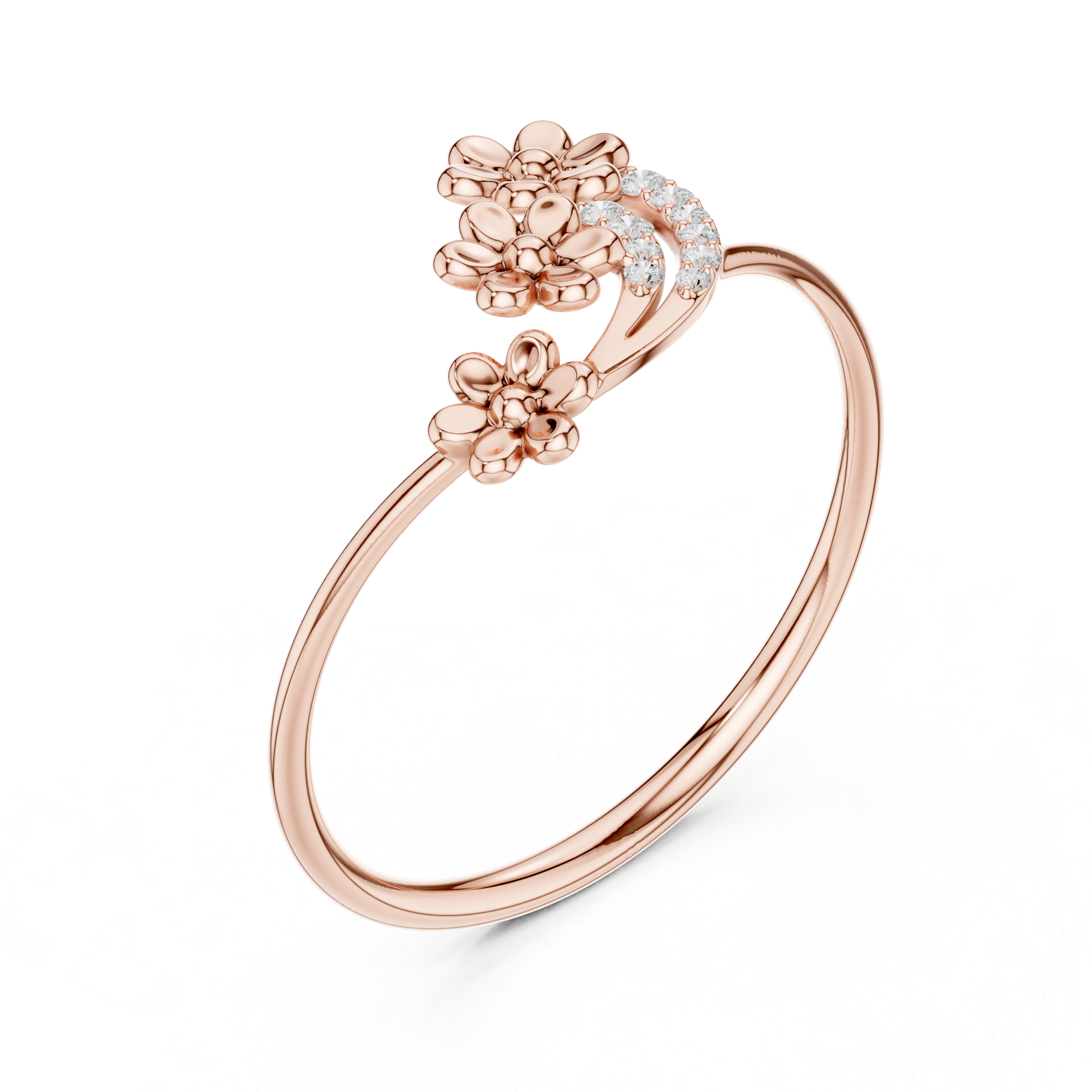 Floral Diamond Cluster Ring in 18K Gold