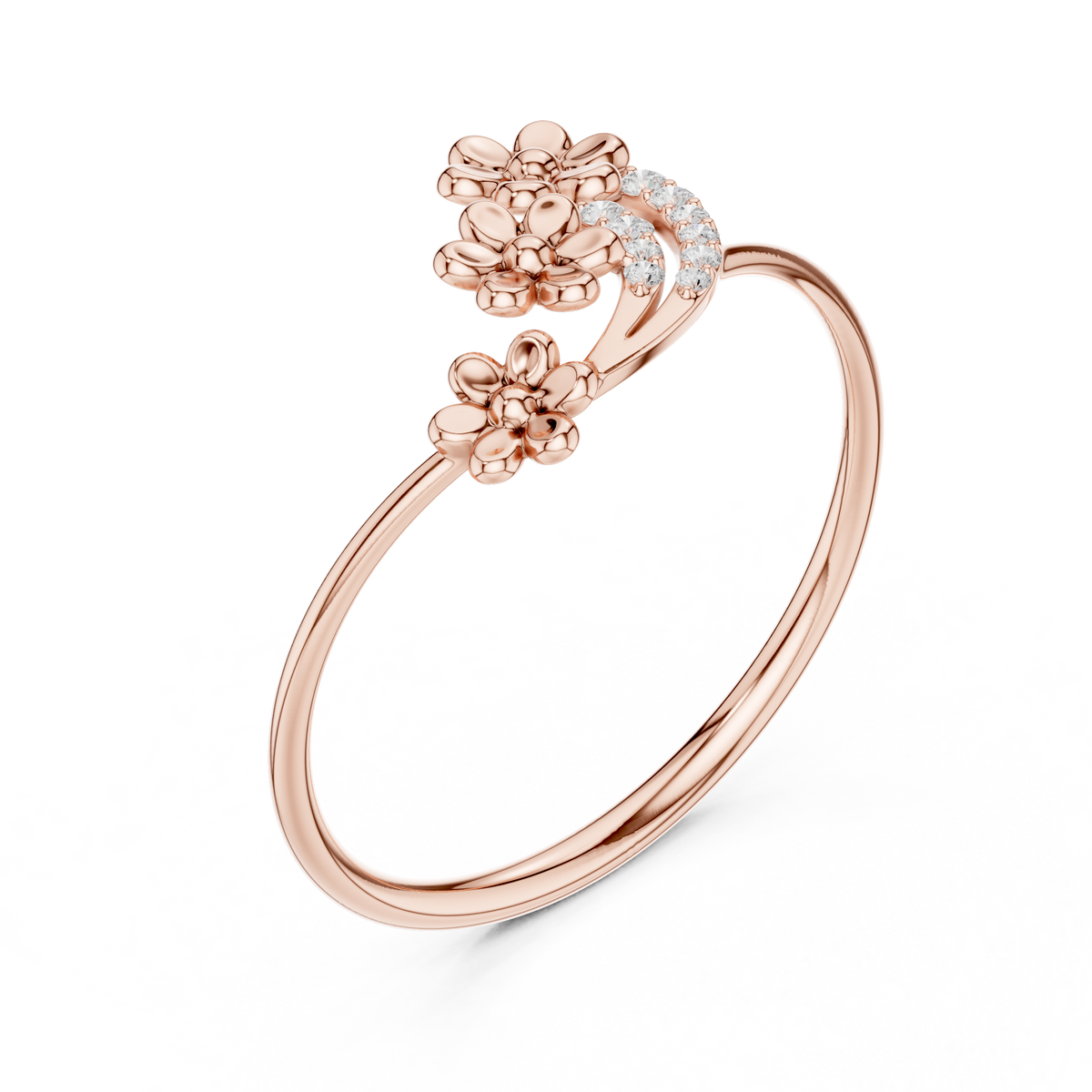 Floral Diamond Cluster Ring in 18K Gold