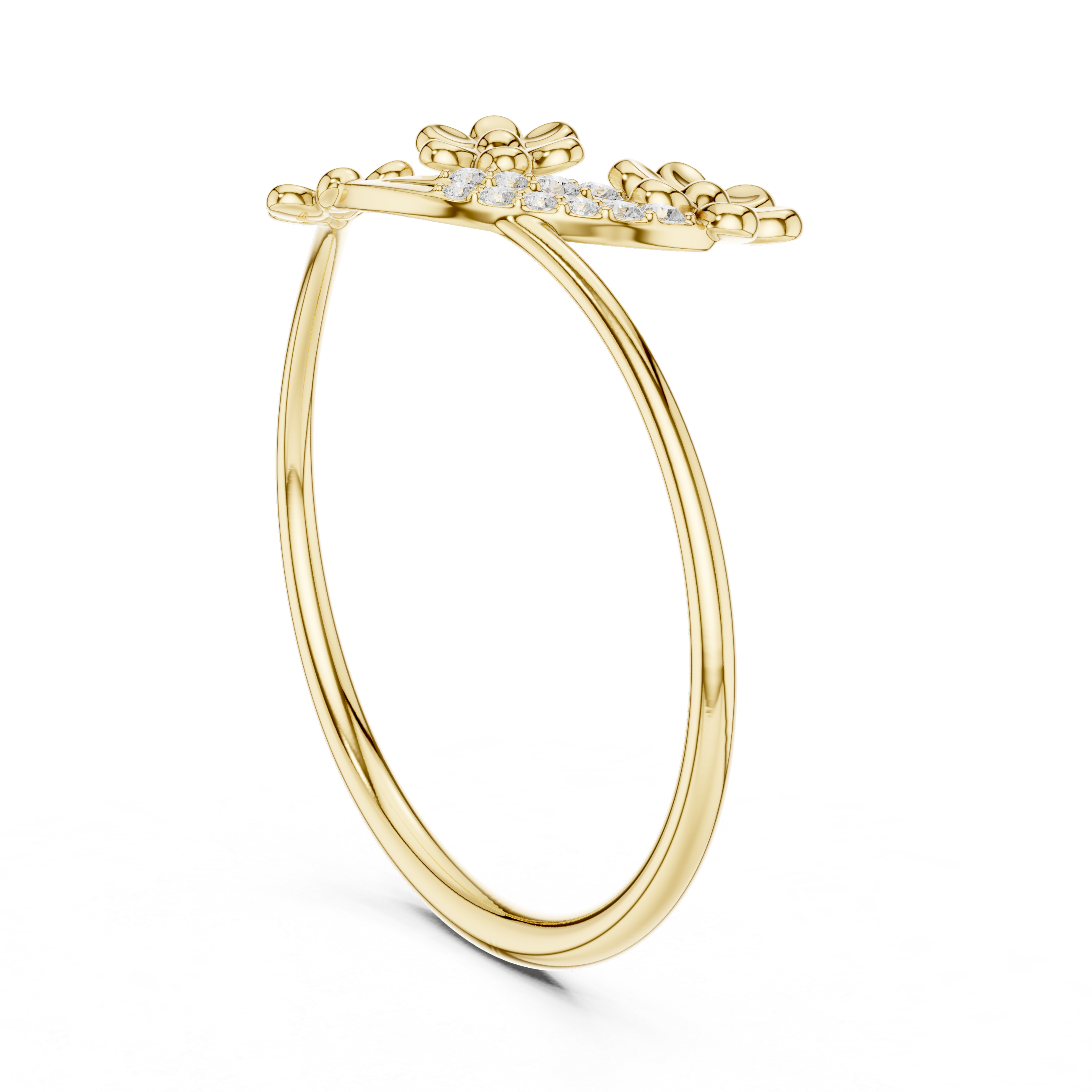 Floral Diamond Cluster Ring in 18K Gold