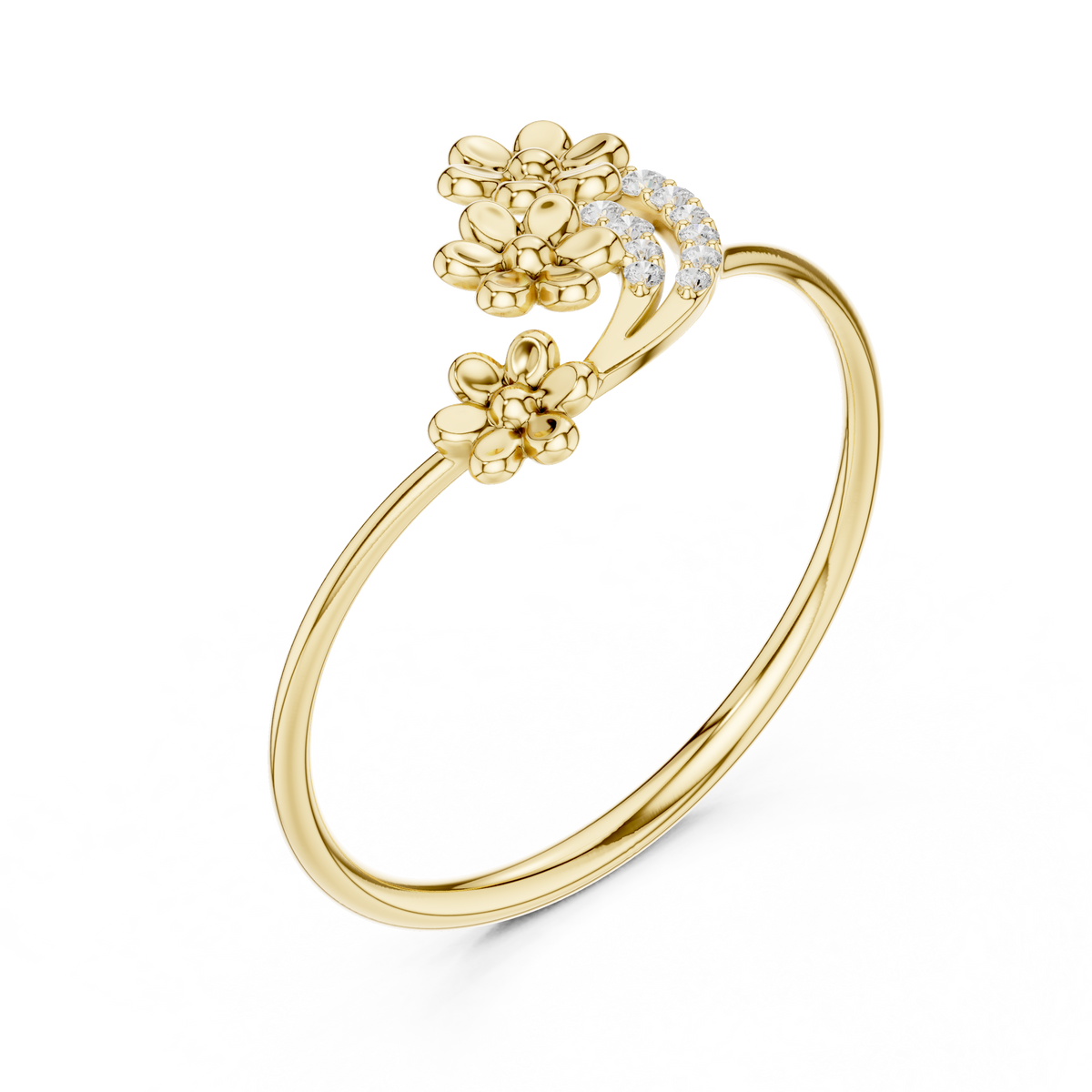 Floral Diamond Cluster Ring in 18K Gold