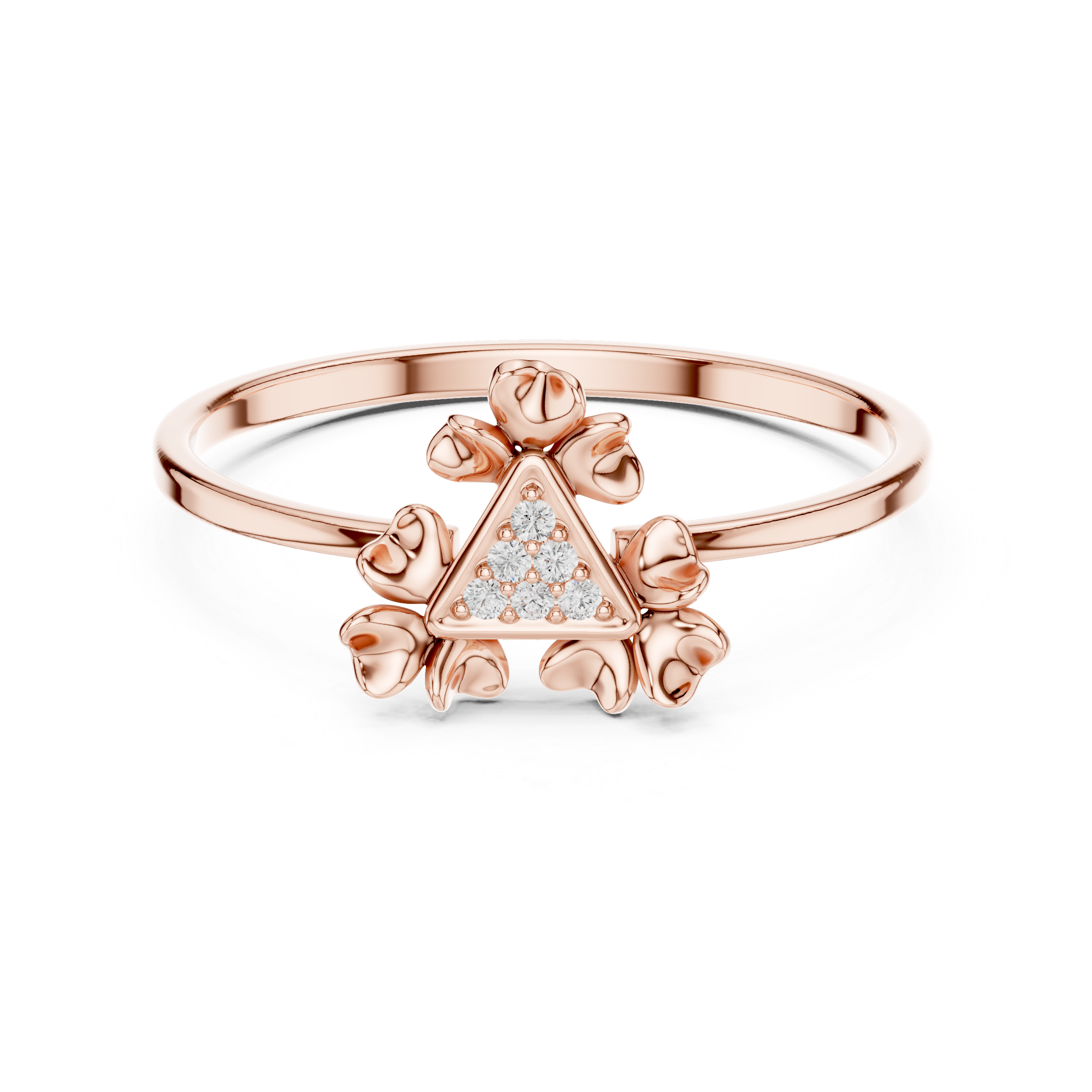 Triangle Bloom Diamond Ring in 18K Gold