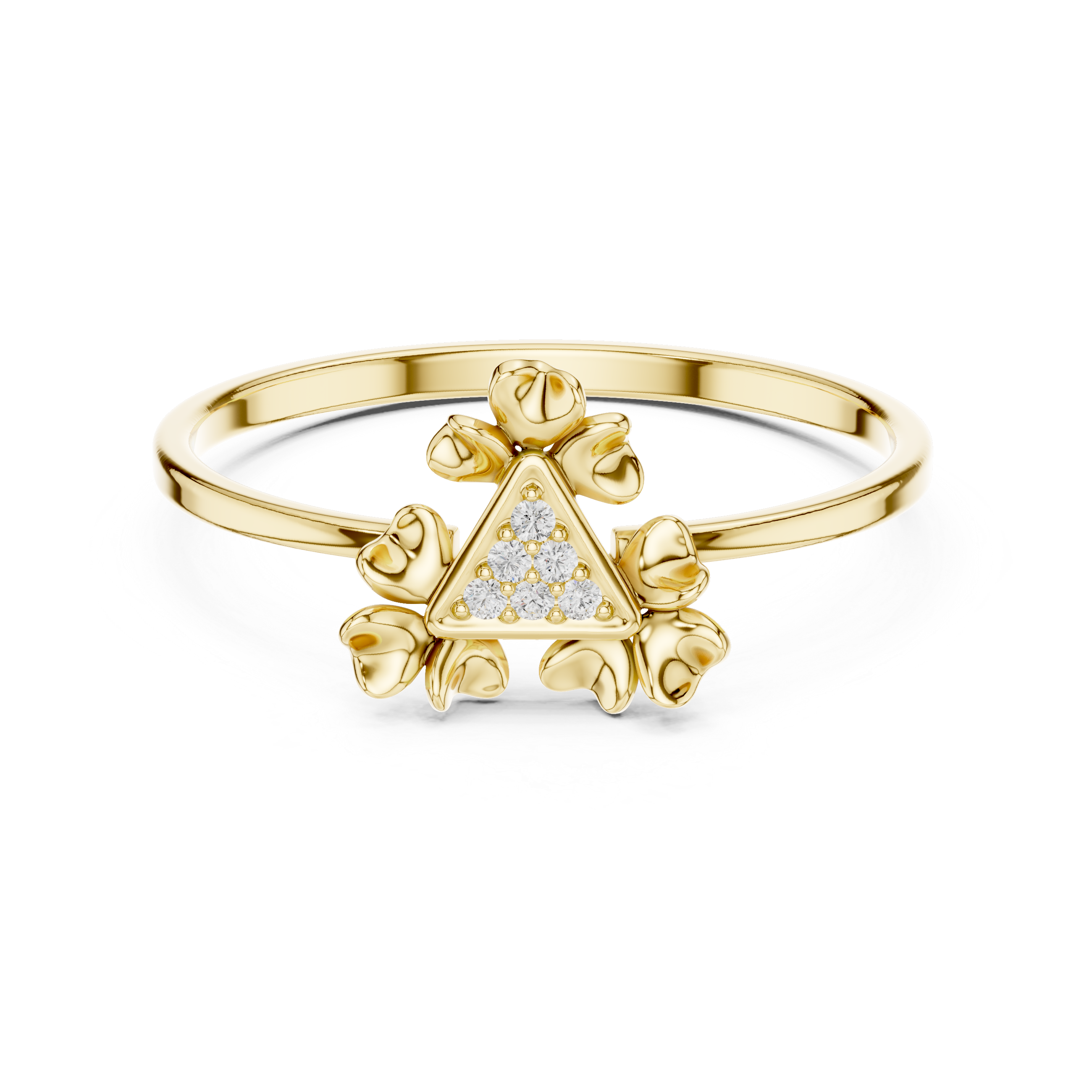 Triangle Bloom Diamond Ring in 18K Gold