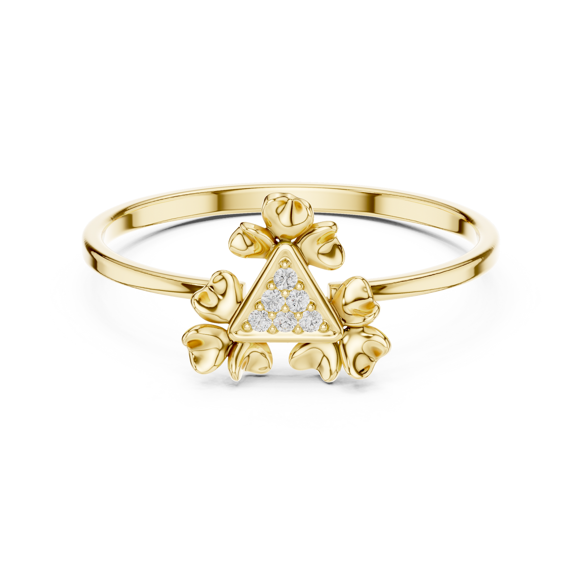 Triangle Bloom Diamond Ring in 18K Gold