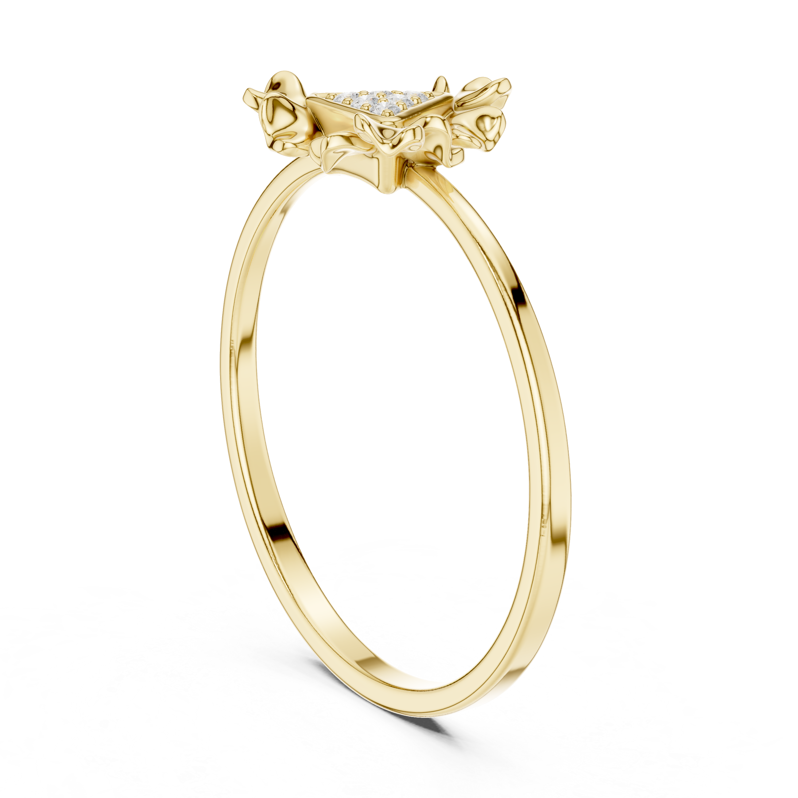 Triangle Bloom Diamond Ring in 18K Gold