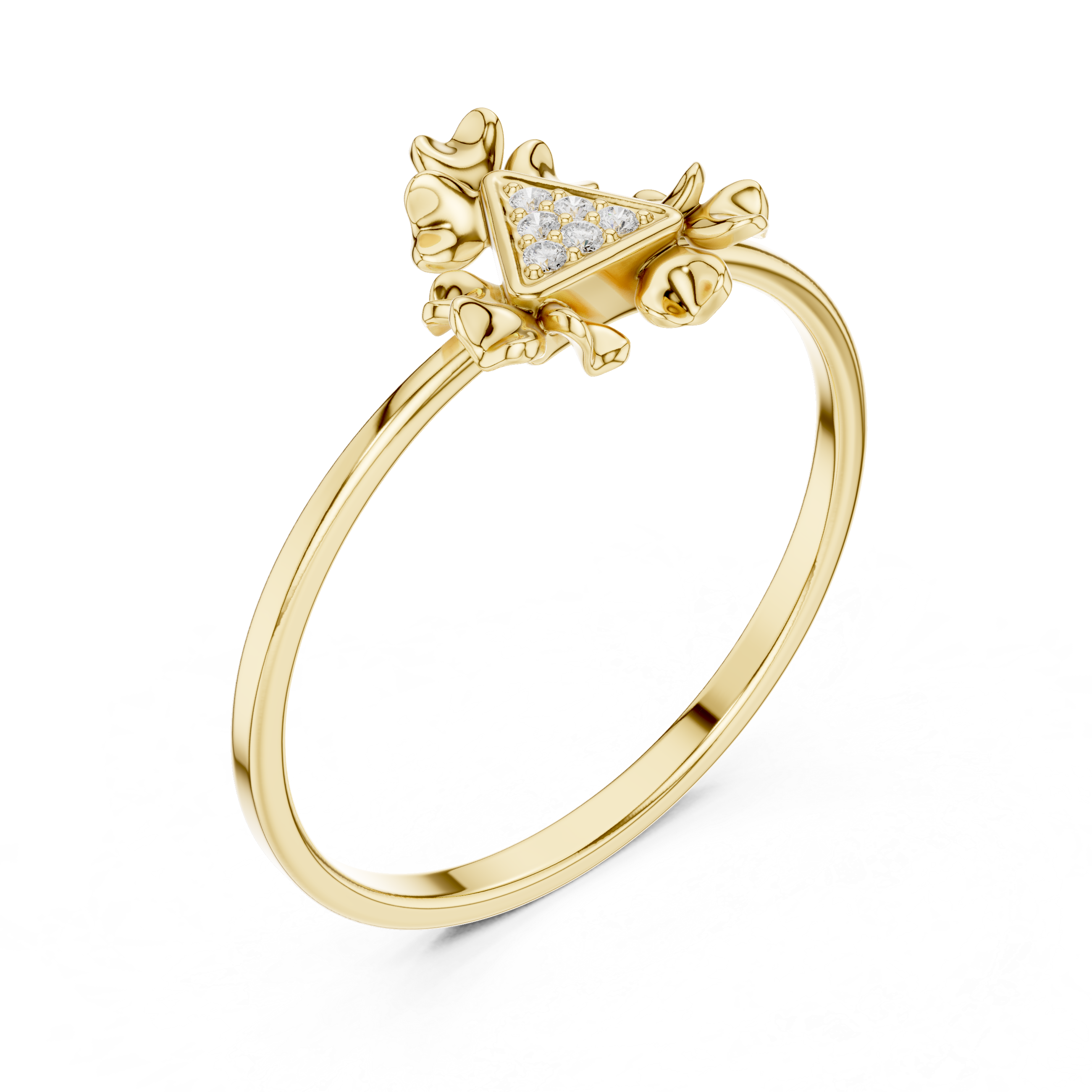 Triangle Bloom Diamond Ring in 18K Gold