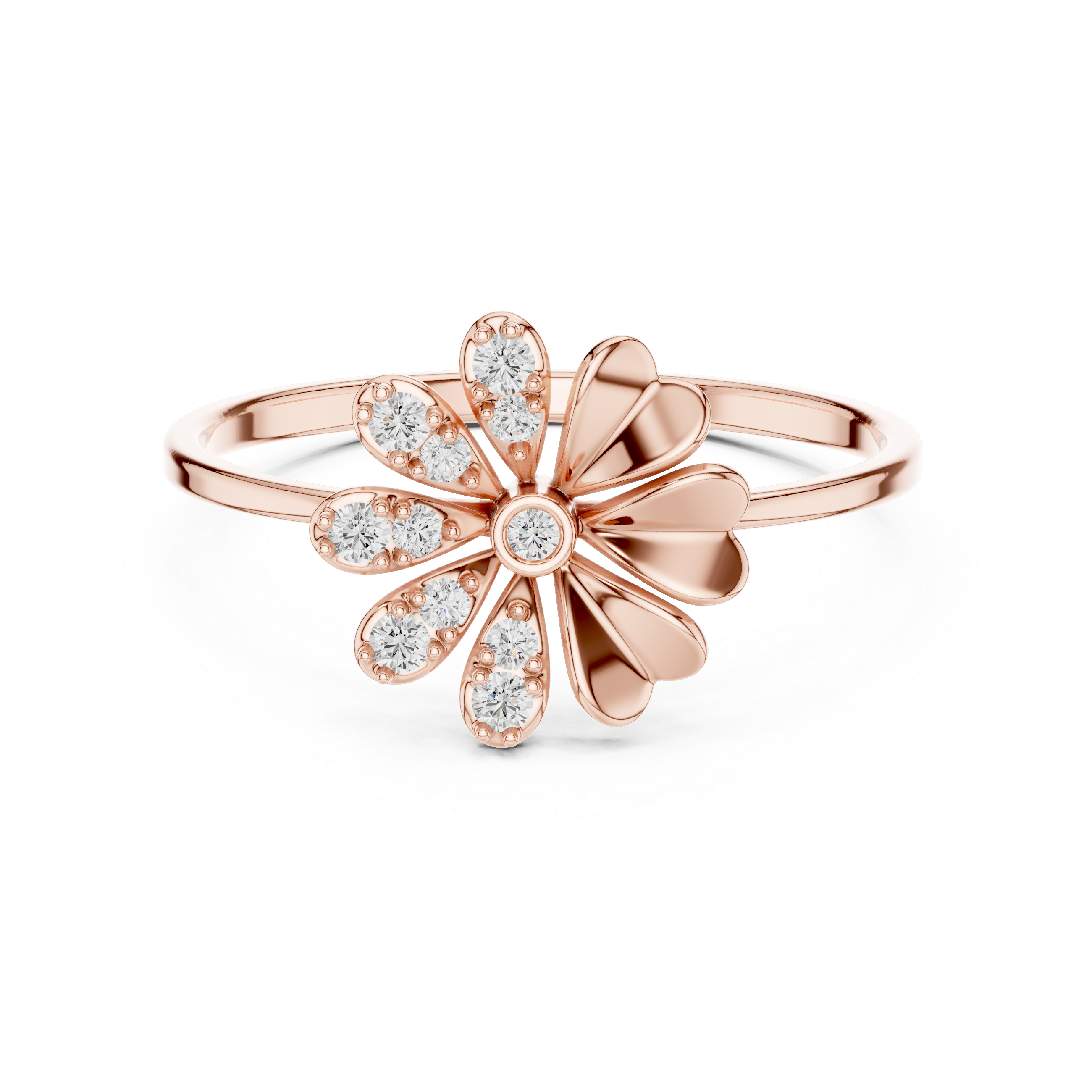 Floral Halo Diamond Ring in 18K Gold