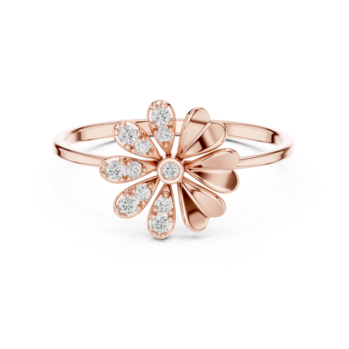 Floral Halo Diamond Ring in 18K Gold