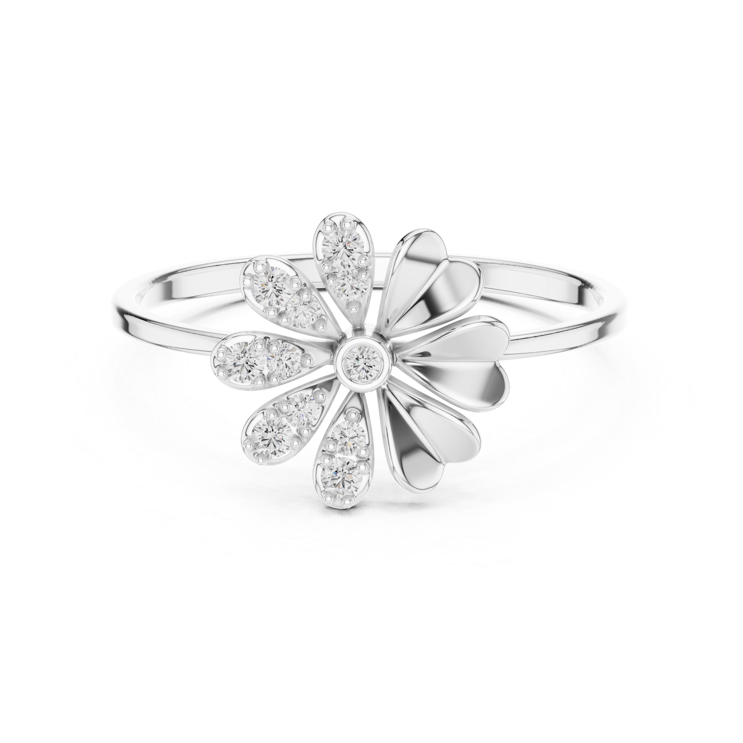 Floral Halo Diamond Ring in 18K Gold