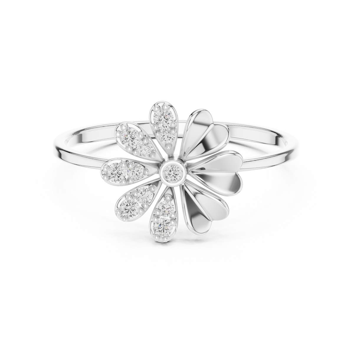 Floral Halo Diamond Ring in 18K Gold