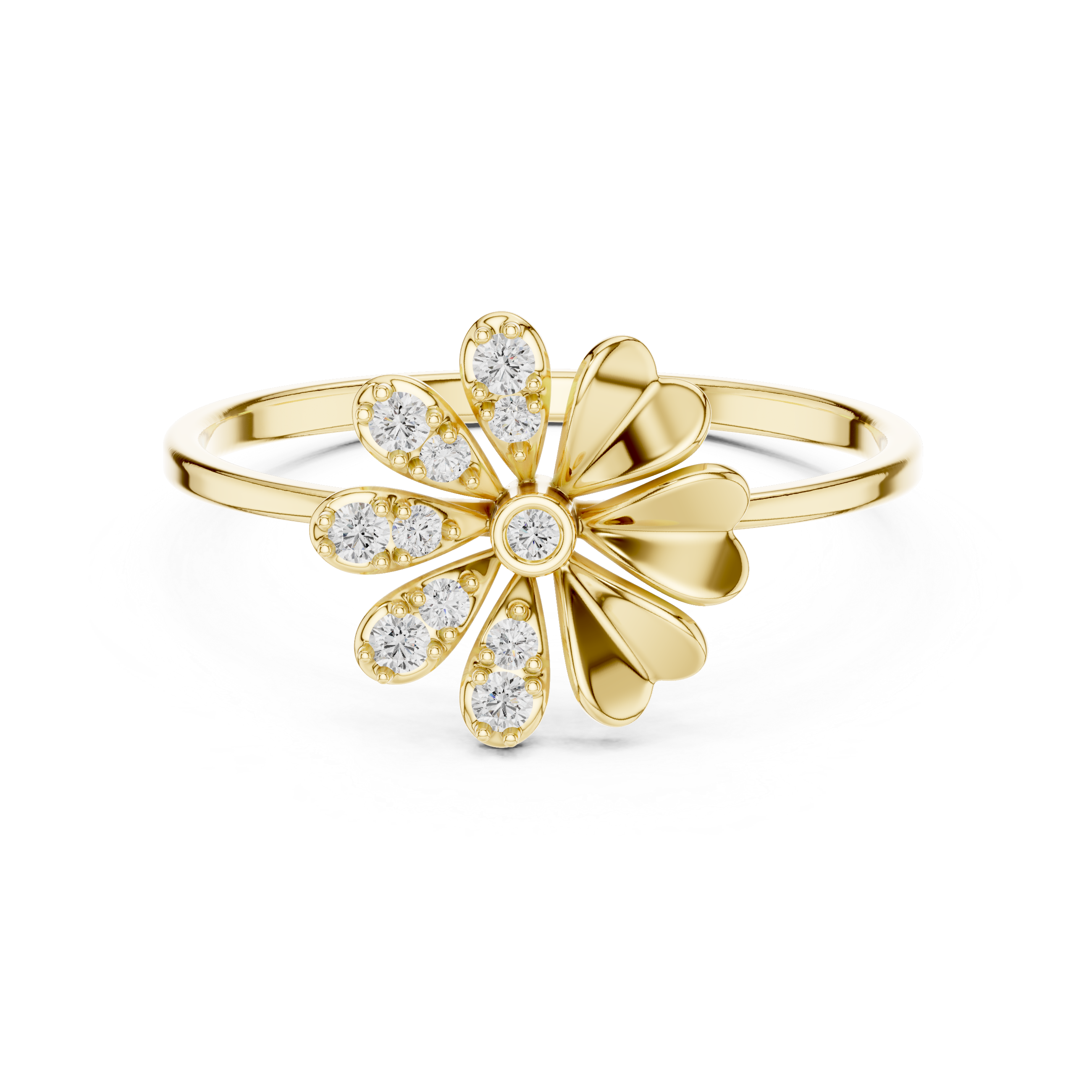 Floral Halo Diamond Ring in 18K Gold