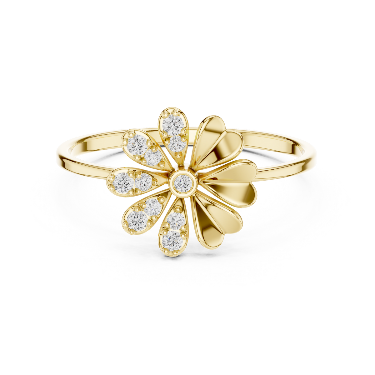 Floral Halo Diamond Ring in 18K Gold