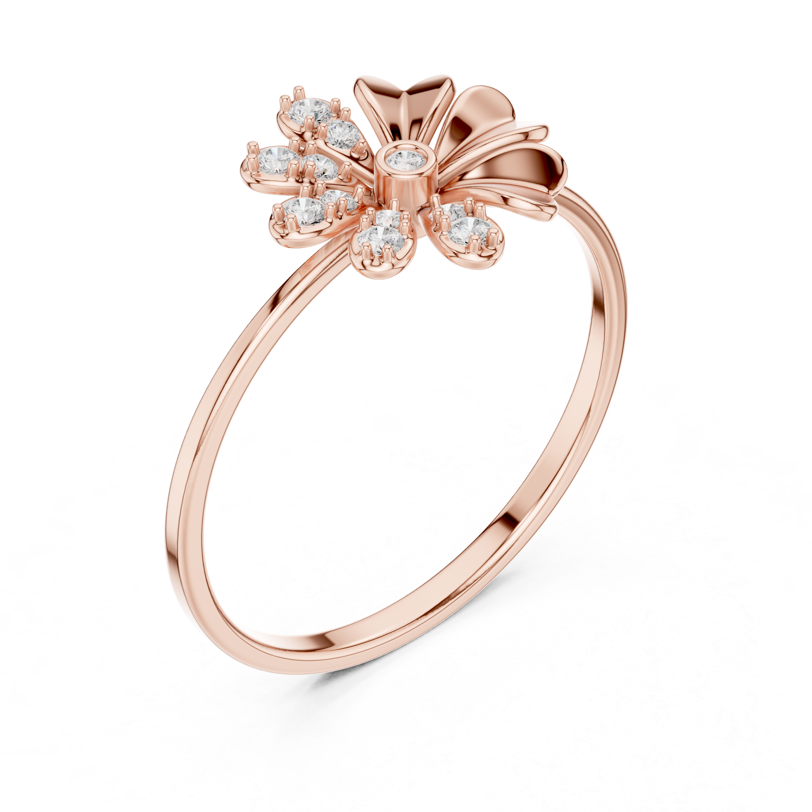 Floral Halo Diamond Ring in 18K Gold
