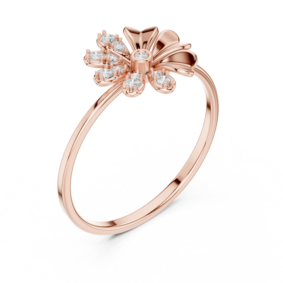 Floral Halo Diamond Ring in 18K Gold