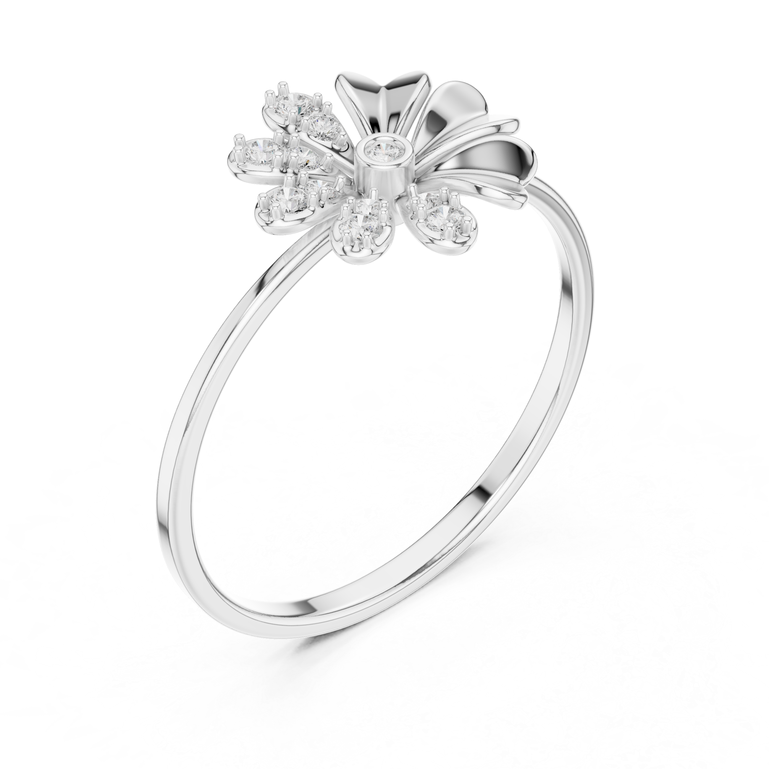 Floral Halo Diamond Ring in 18K Gold