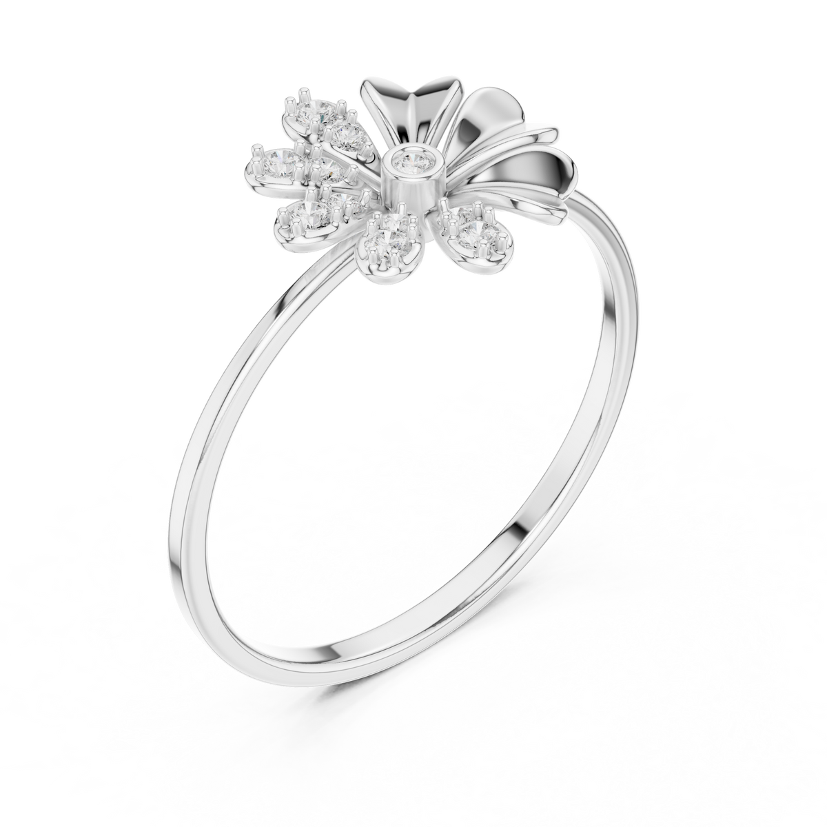 Floral Halo Diamond Ring in 18K Gold