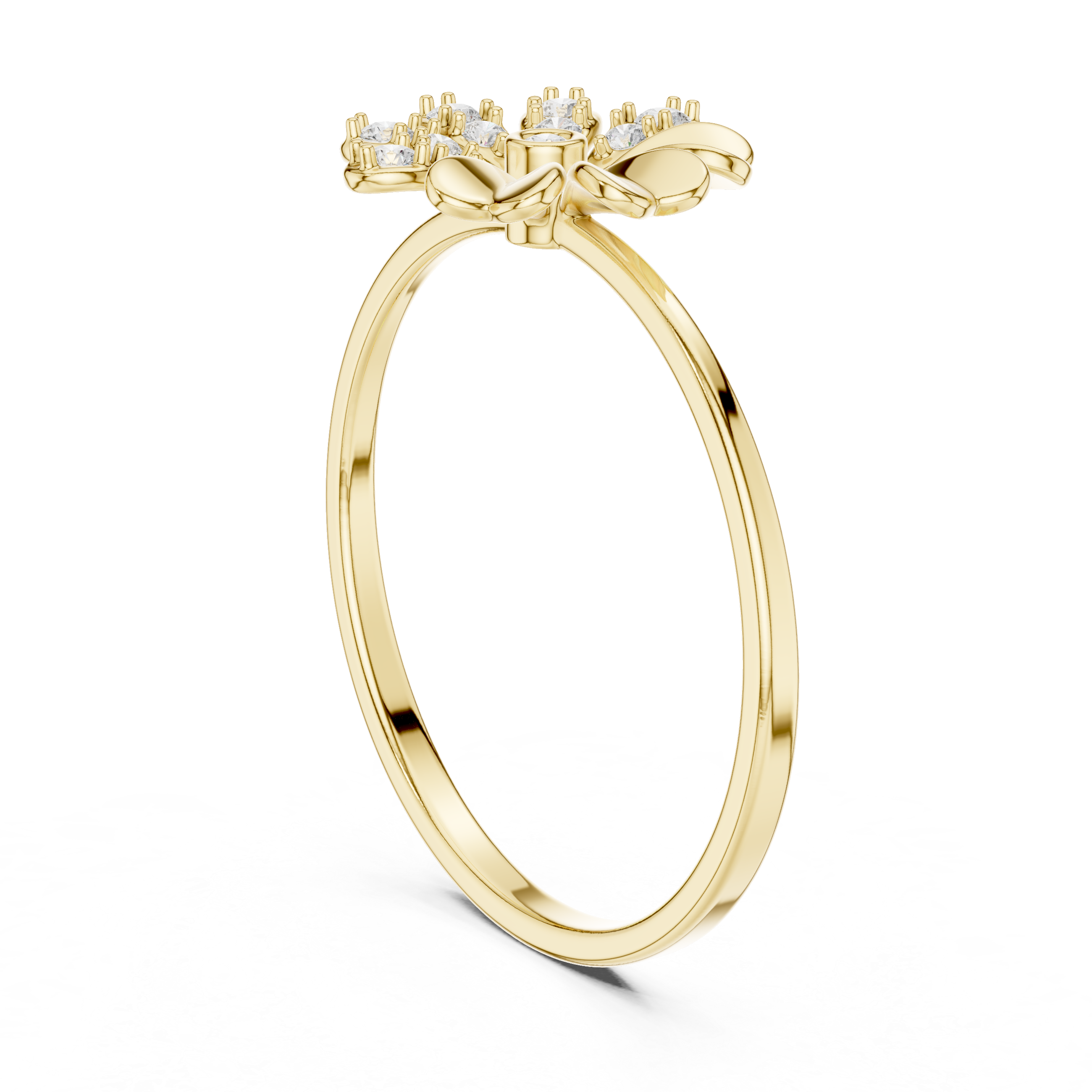 Floral Halo Diamond Ring in 18K Gold