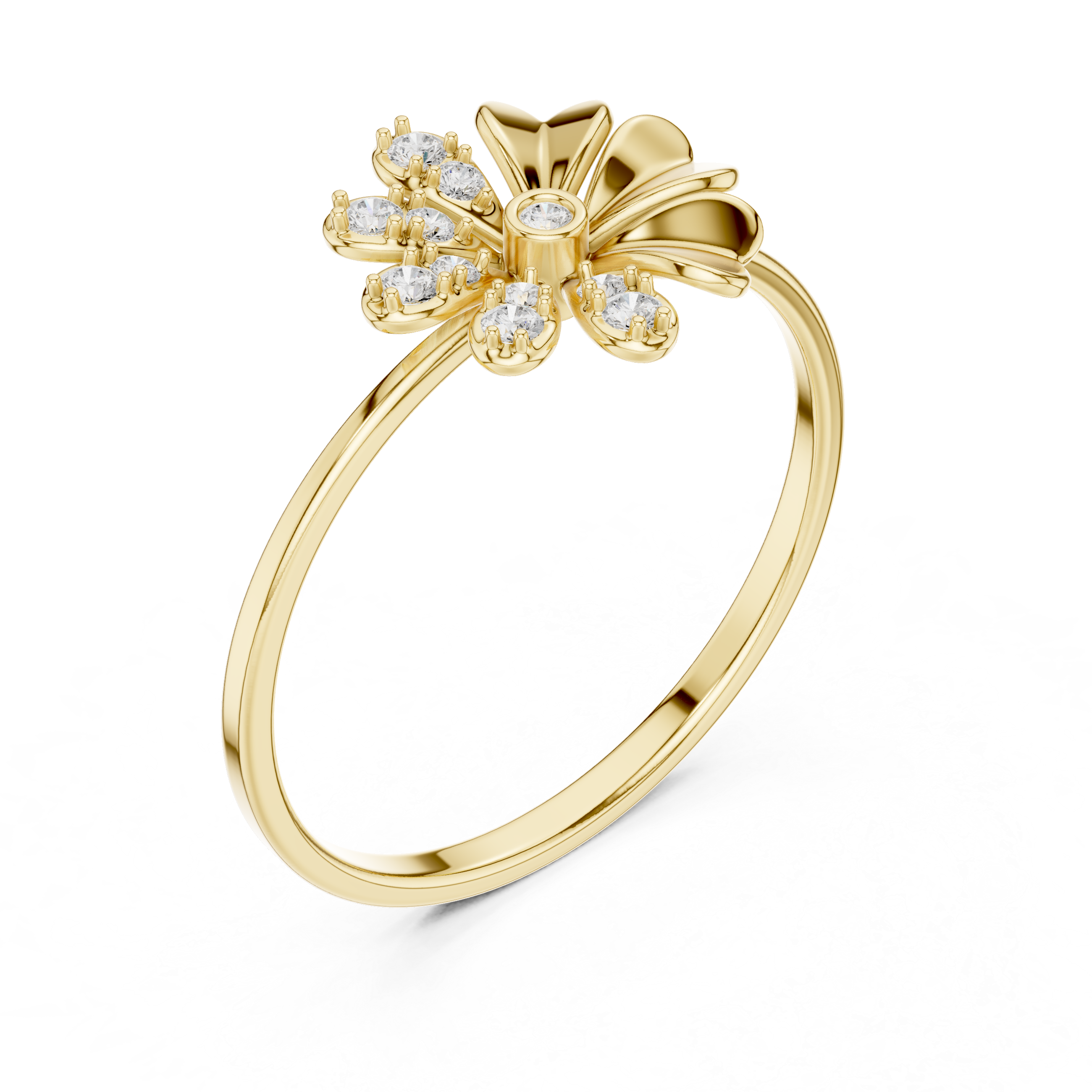 Floral Halo Diamond Ring in 18K Gold