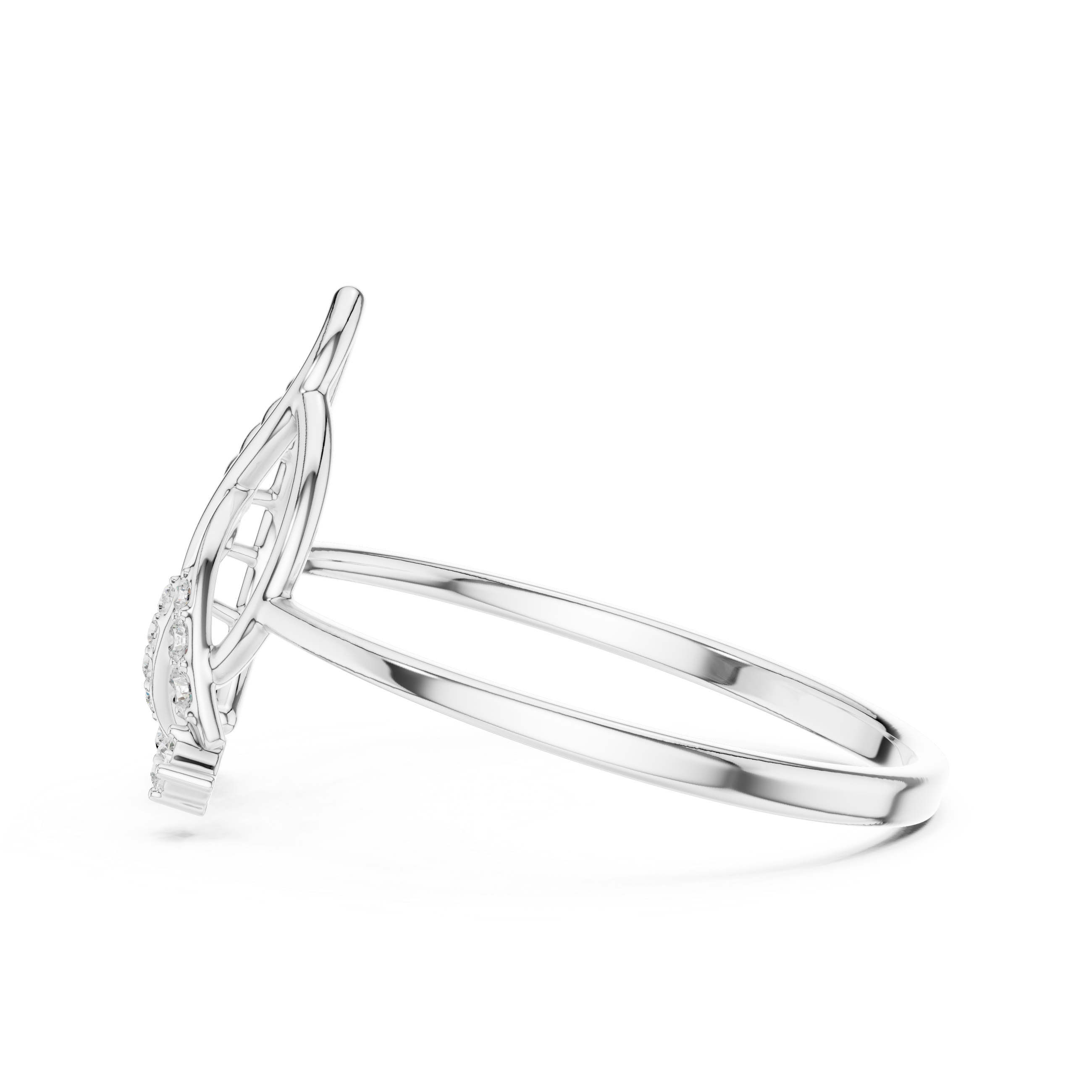 Leaf Motif Diamond Ring in 18K Gold Elegance