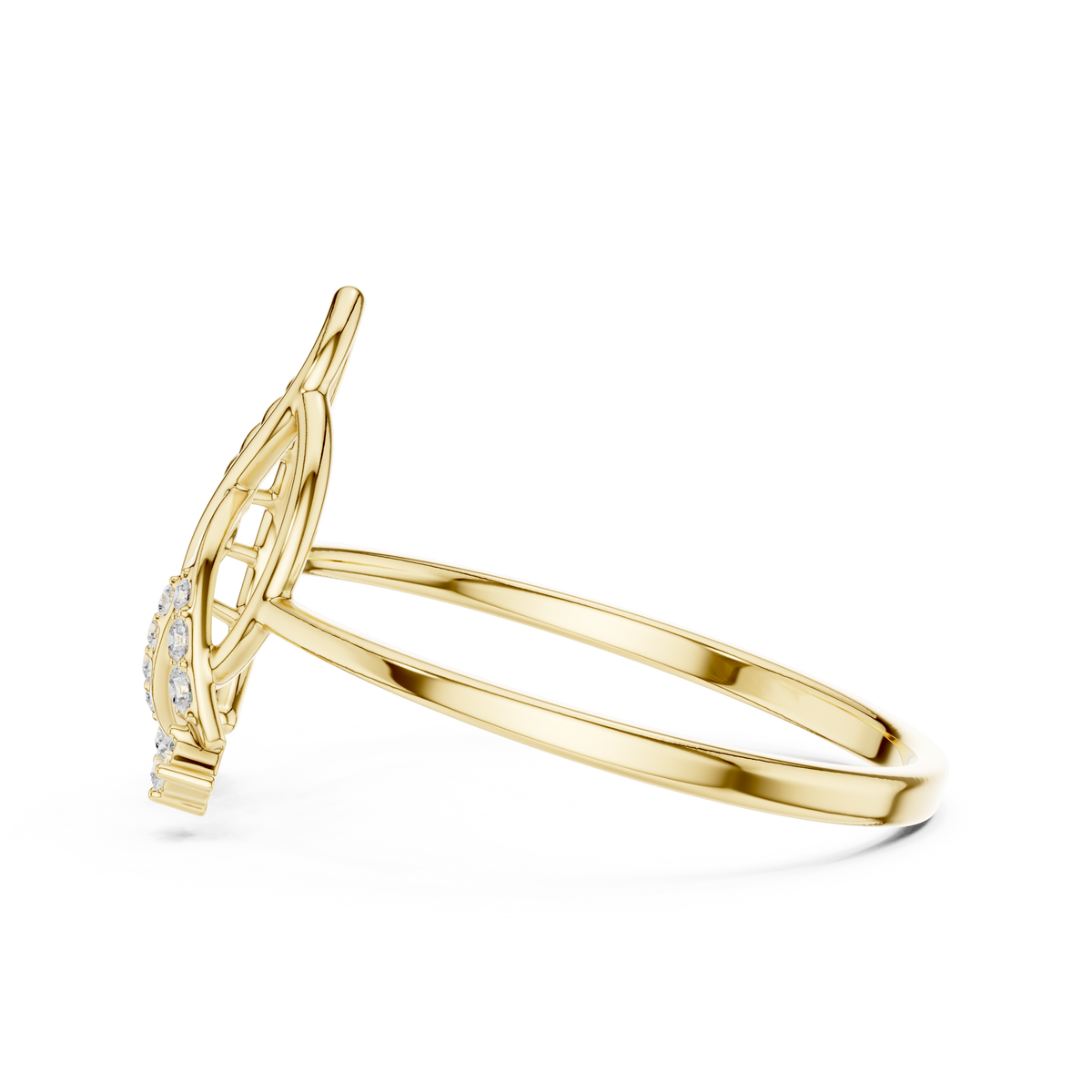 Leaf Motif Diamond Ring in 18K Gold Elegance