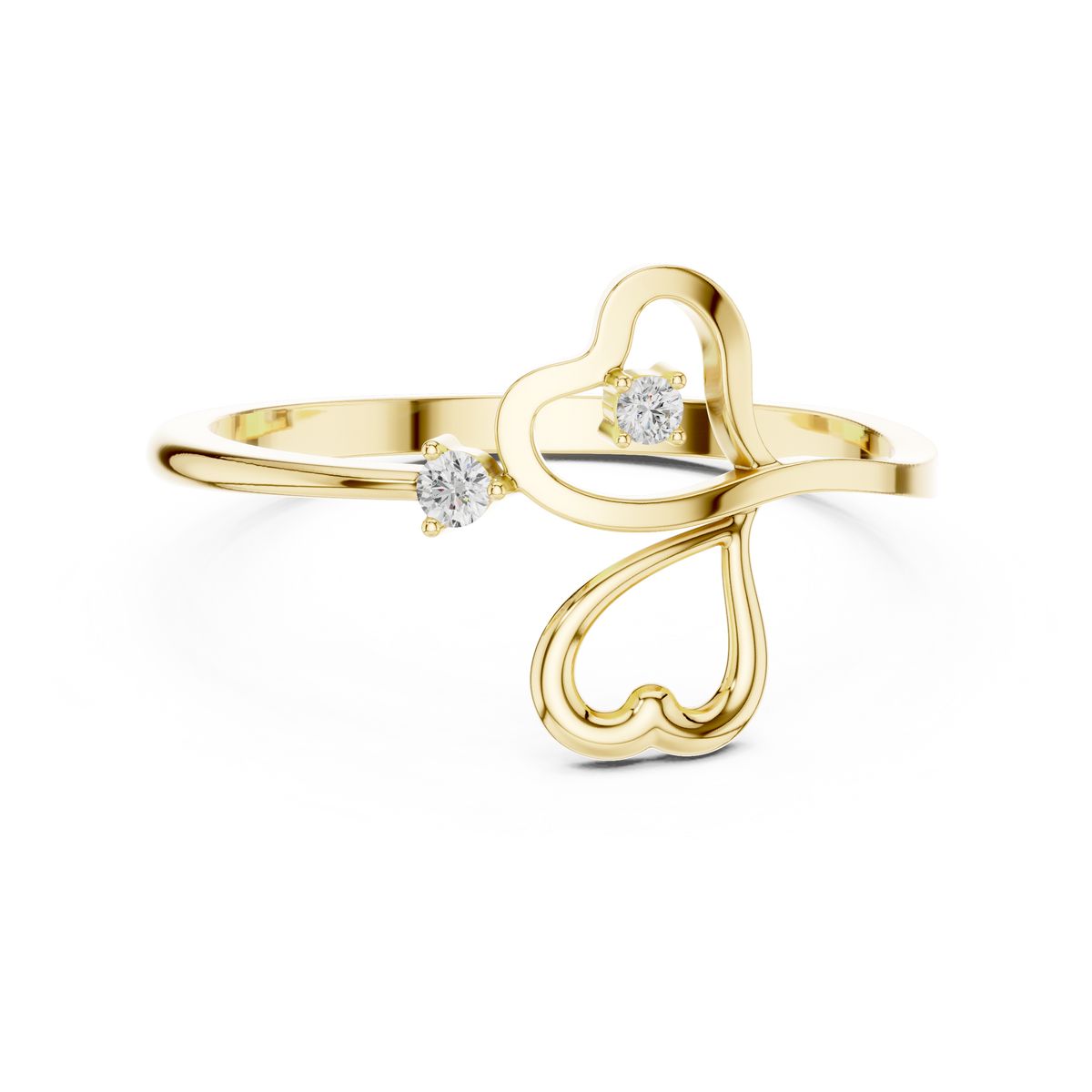 Elegant Heart Diamond Ring in 14K Gold