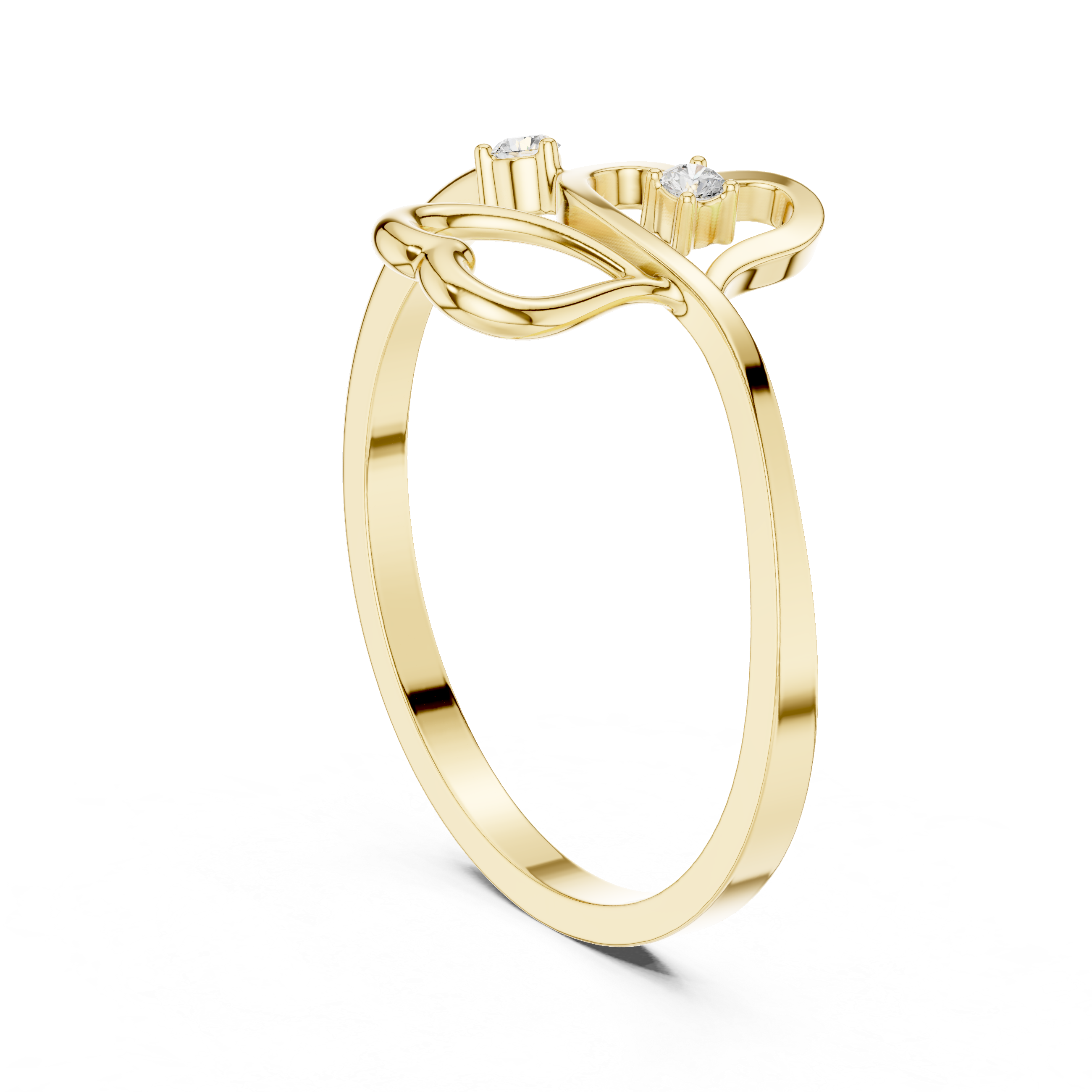 Elegant Heart Diamond Ring in 14K Gold