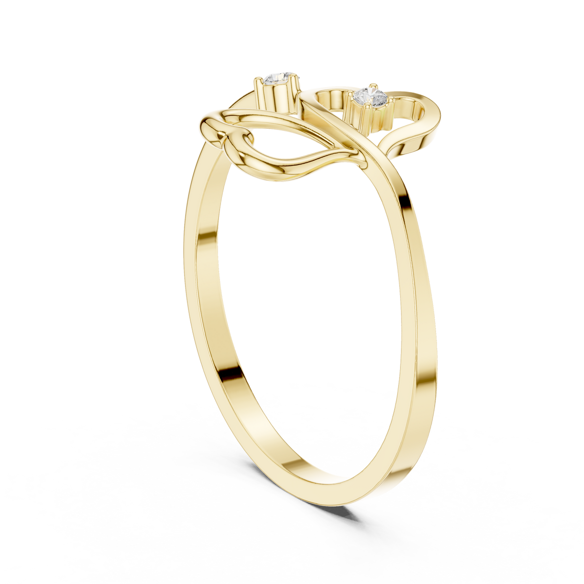 Elegant Heart Diamond Ring in 14K Gold