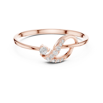 Luxury Curved Diamond Designer Ring in 14KT Gold