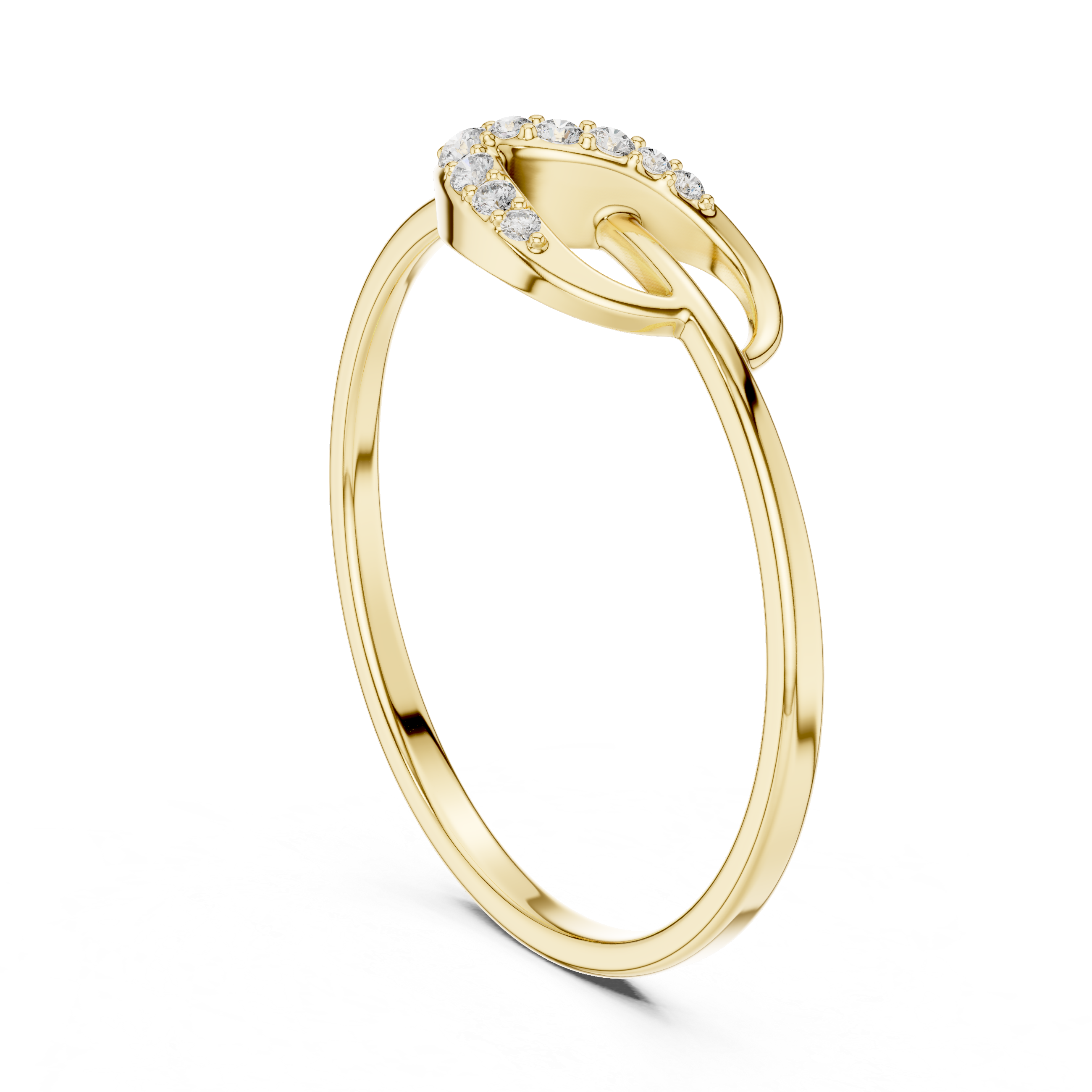 Luxury Curved Diamond Designer Ring in 14KT Gold